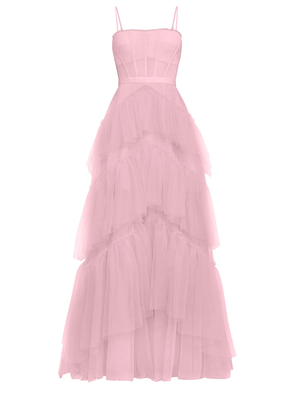 MADAME Strap High WaistTulle Maxi Dress