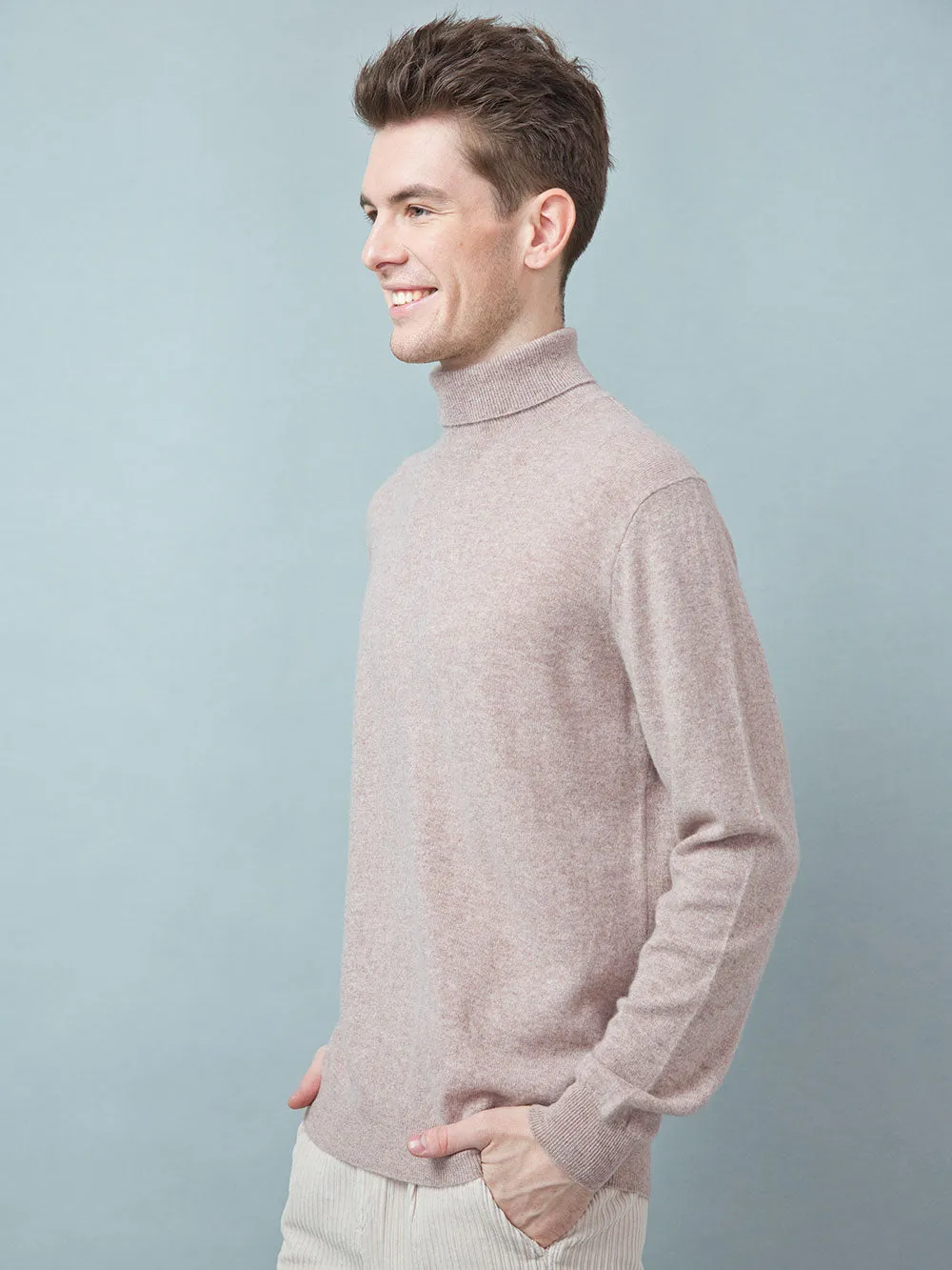 Men's 100% Mongolian Cashmere  Polo Neck Sweater