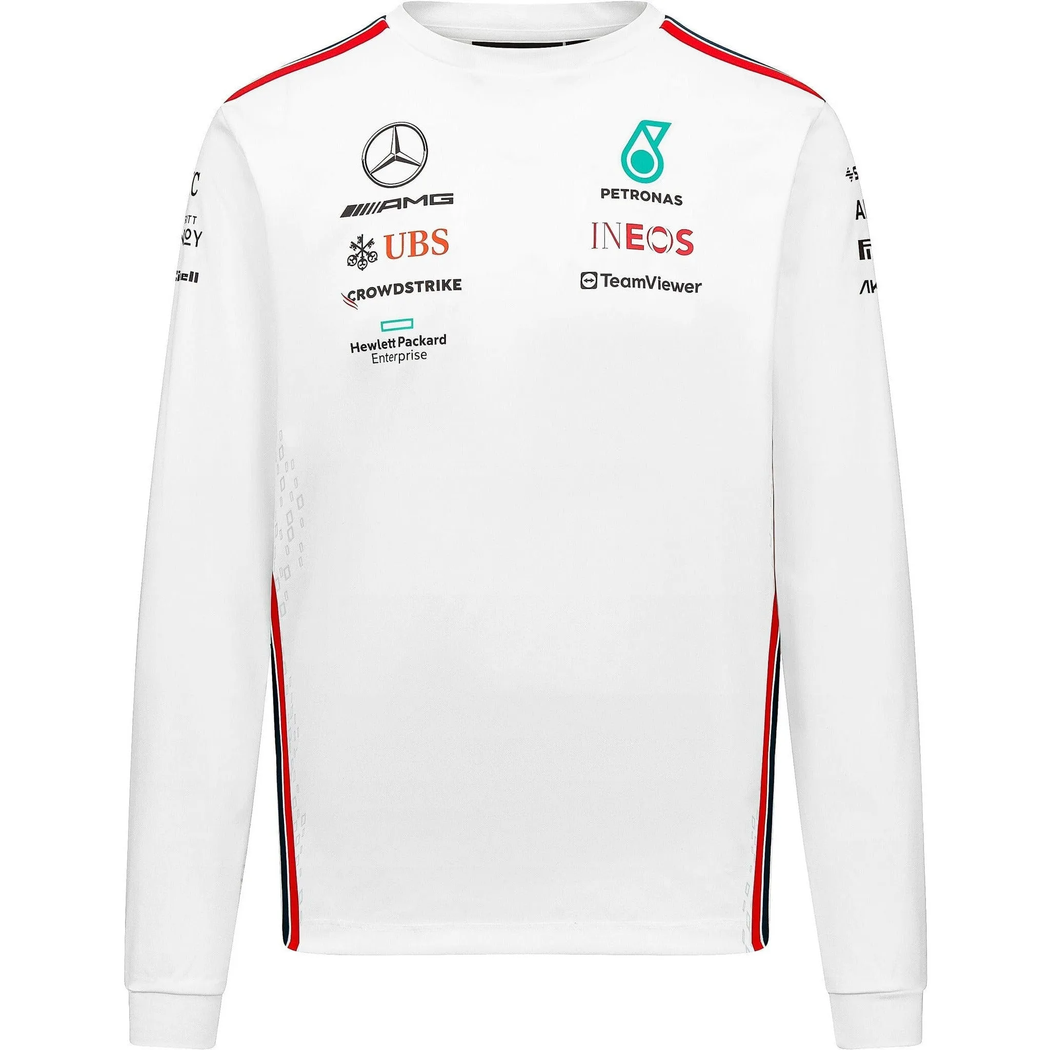 Mercedes AMG Petronas F1 2023 Men's Long Sleeve Driver T-Shirt - Black/White