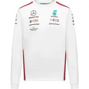 Mercedes AMG Petronas F1 2023 Men's Long Sleeve Driver T-Shirt - Black/White