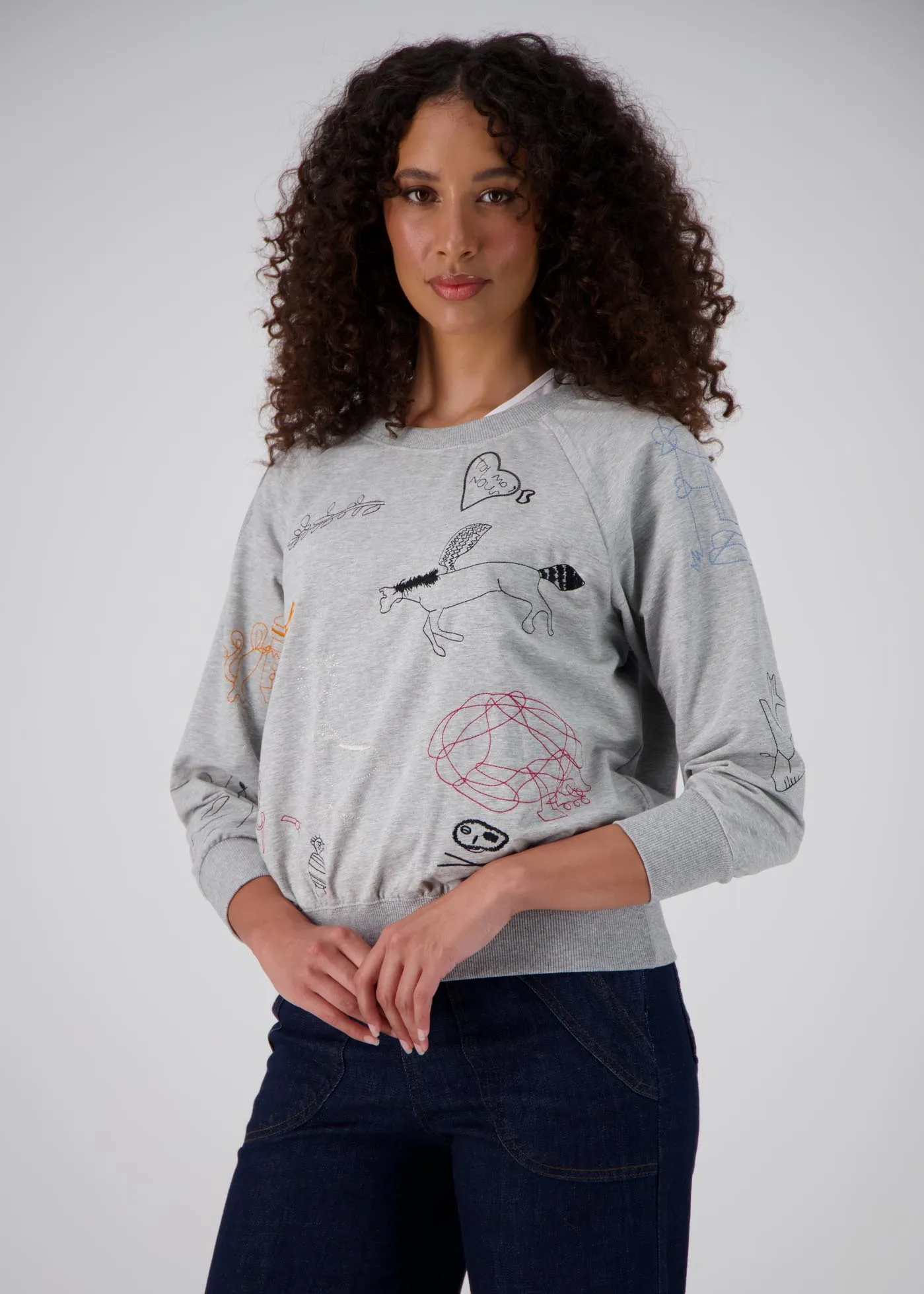 Montage Sweatshirt Grey in Embroidered Cotton