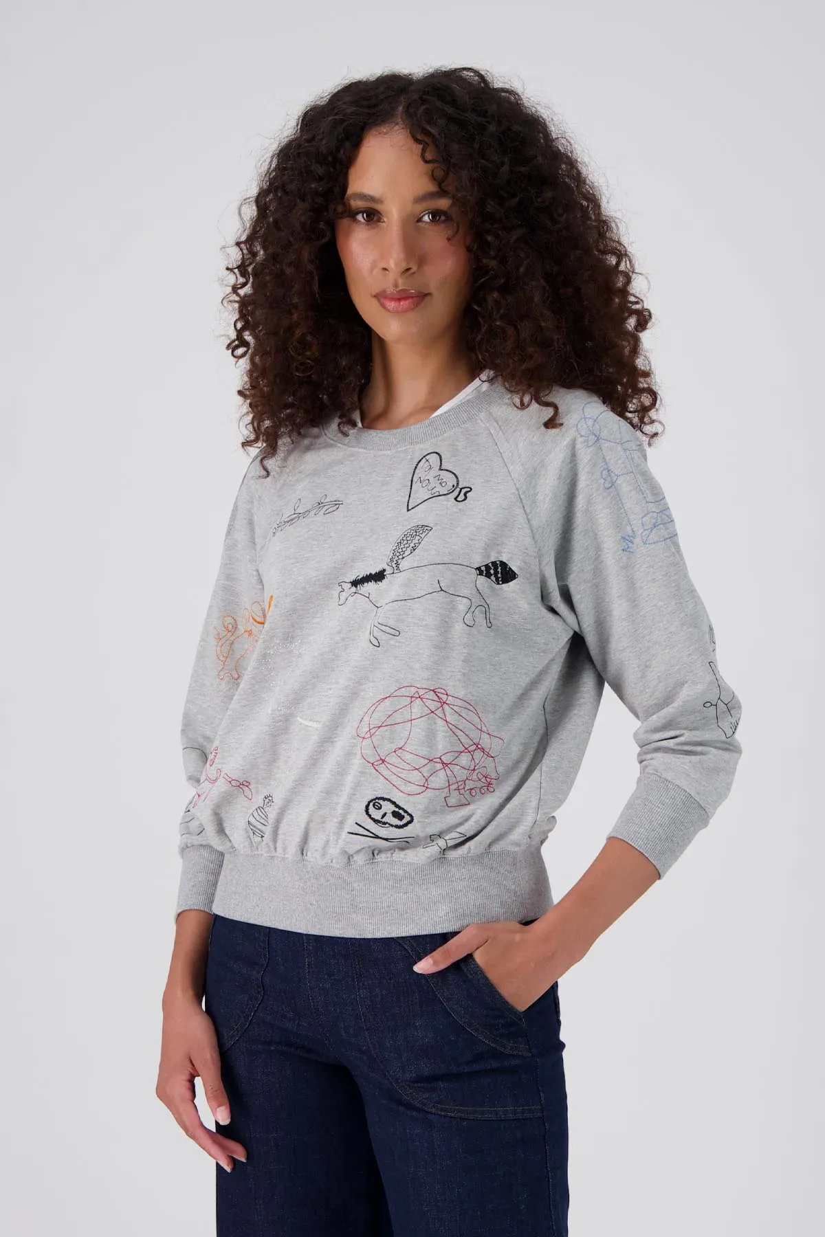 Montage Sweatshirt Grey in Embroidered Cotton