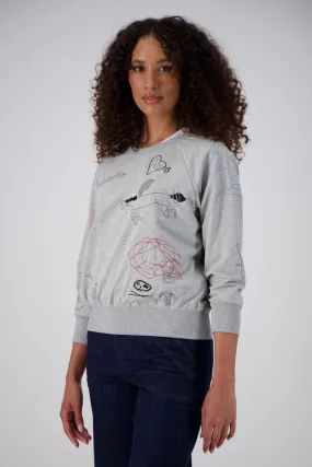 Montage Sweatshirt Grey in Embroidered Cotton