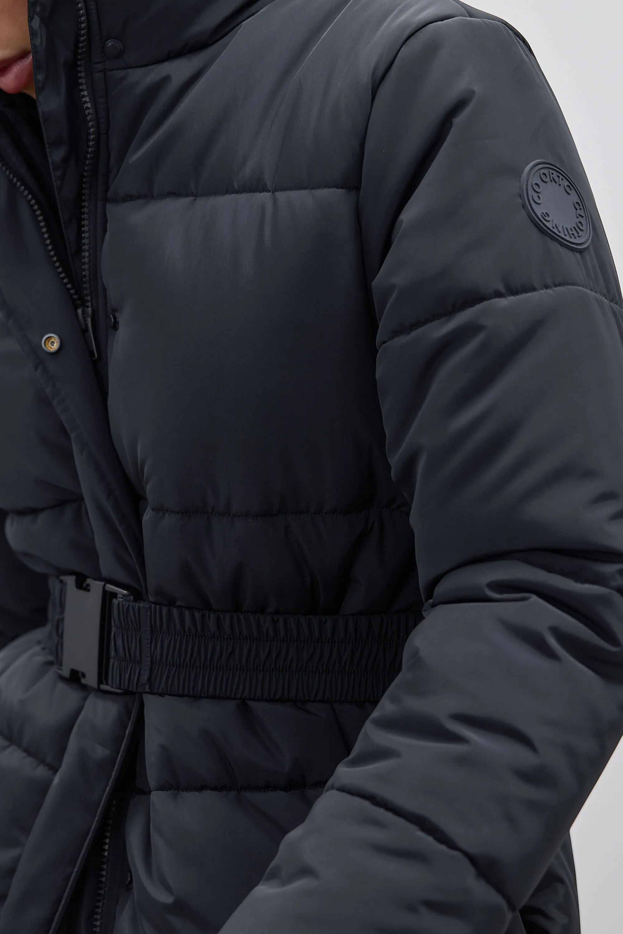 Monty Belted Mid Length Puffer Jacket Black