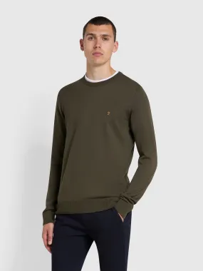 Mullen Merino Wool Crew Neck Sweater In Evergreen