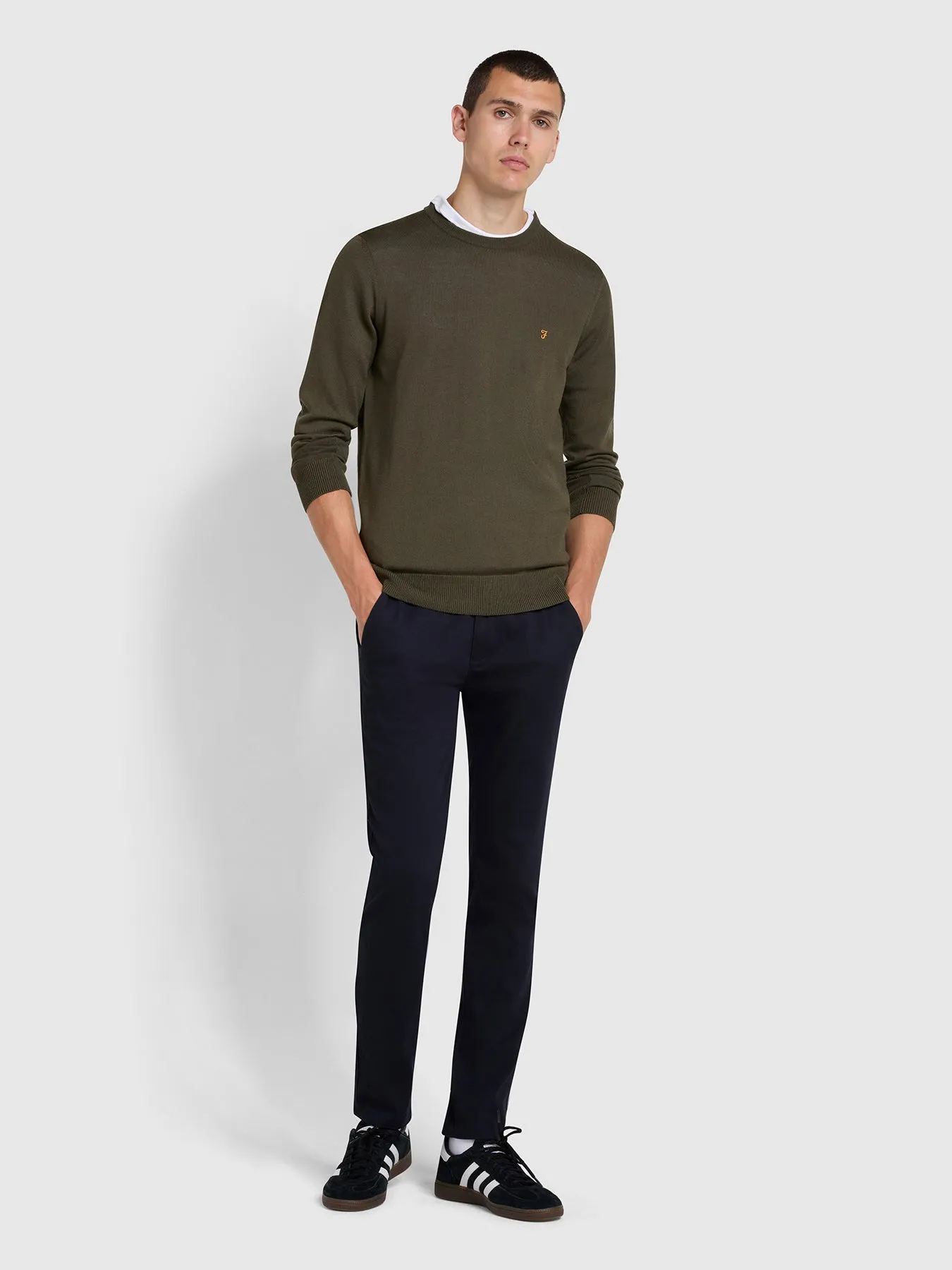 Mullen Merino Wool Crew Neck Sweater In Evergreen