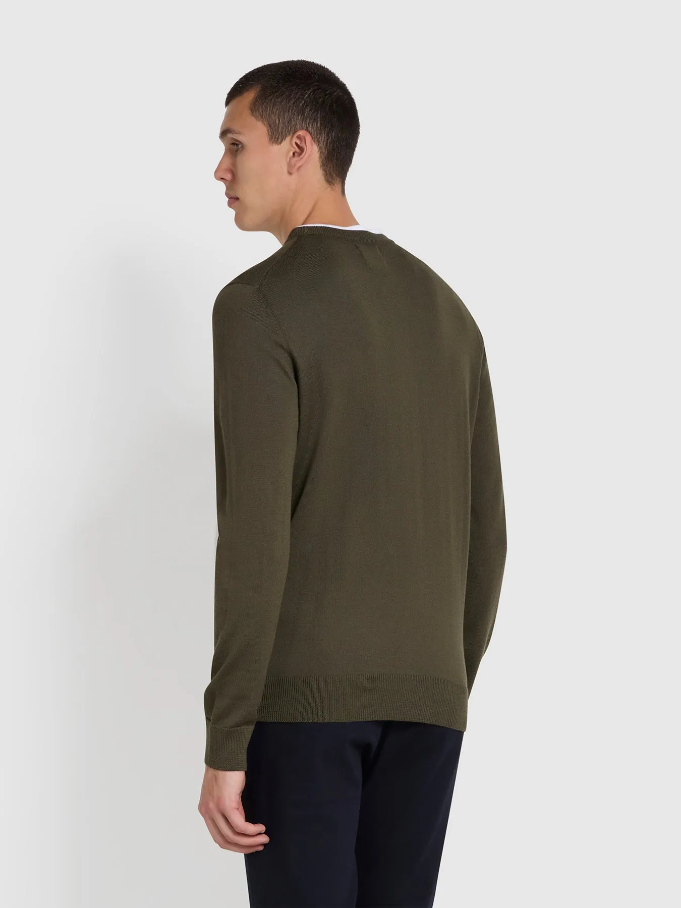 Mullen Merino Wool Crew Neck Sweater In Evergreen