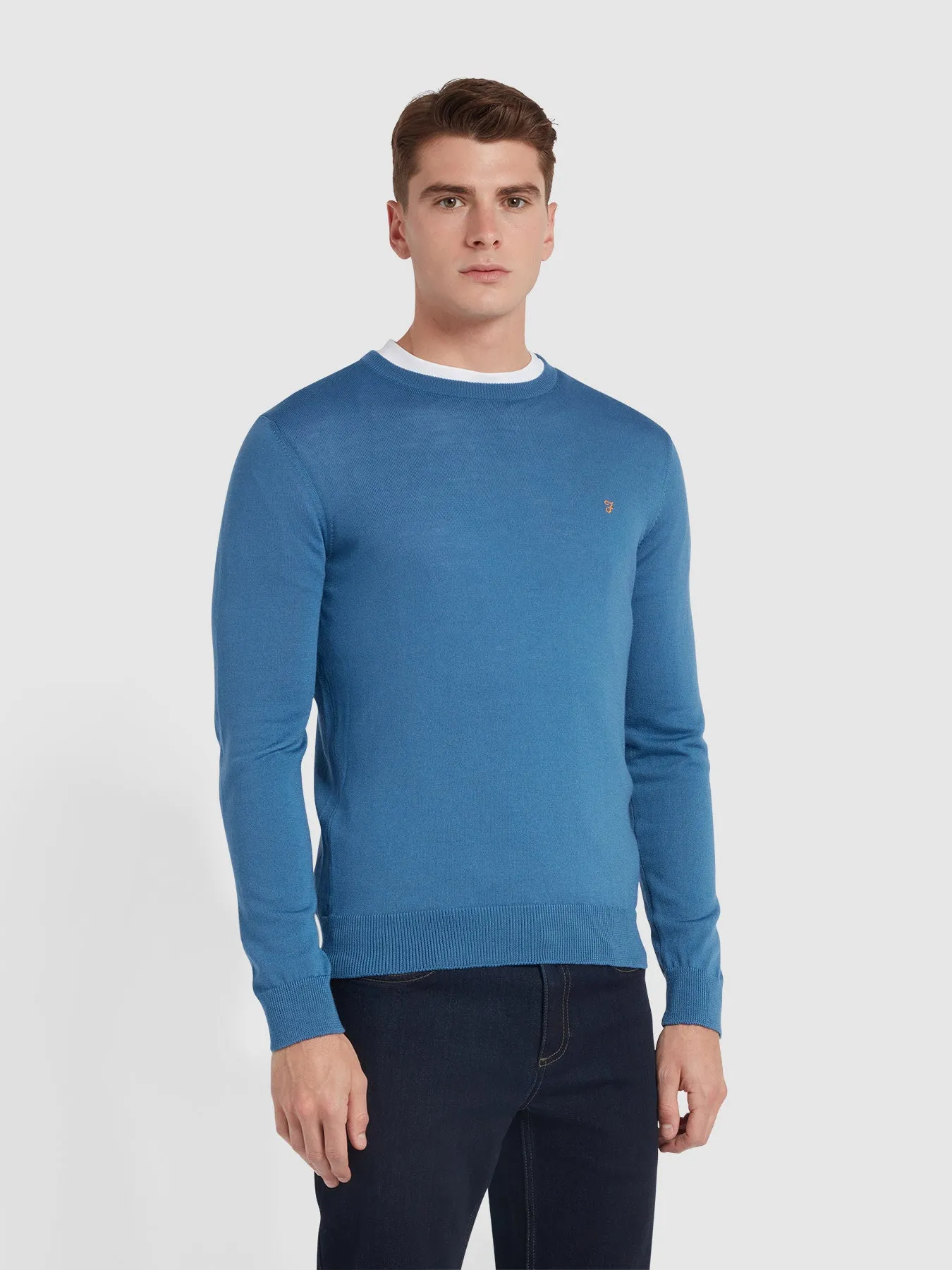 Mullen Merino Wool Crew Neck Sweater In Para Blue