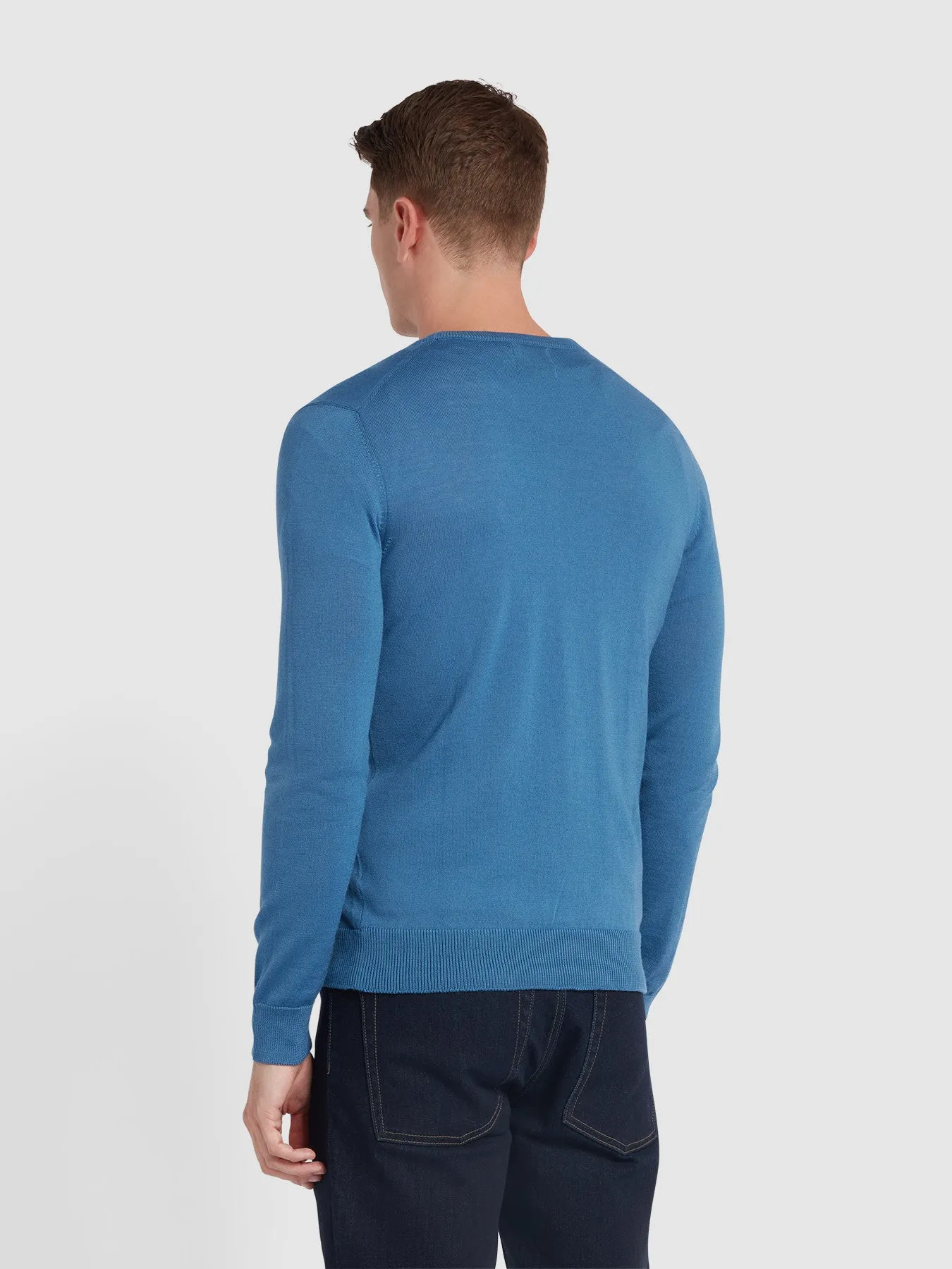 Mullen Merino Wool Crew Neck Sweater In Para Blue