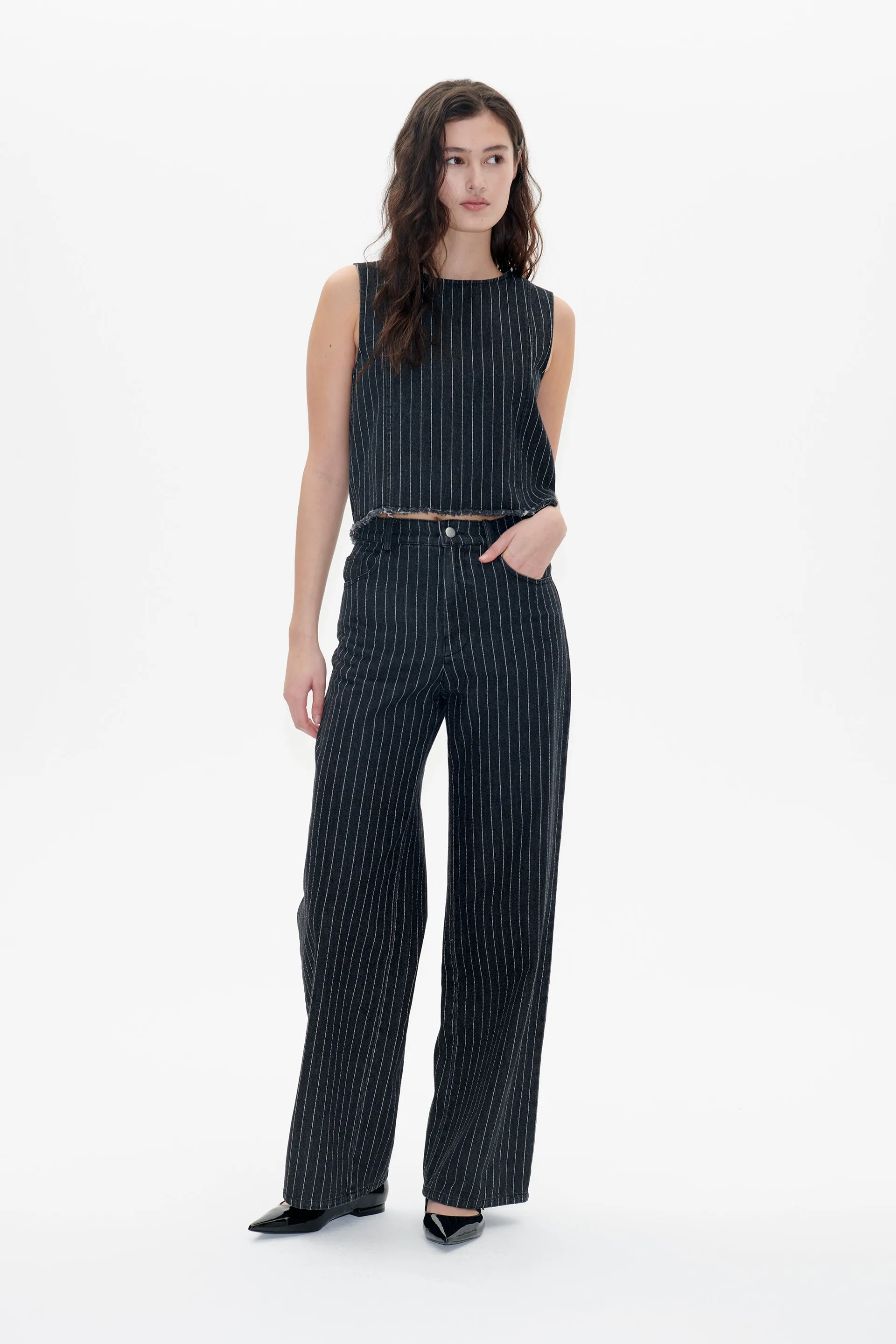 NINI | Black Pinstripe Denim