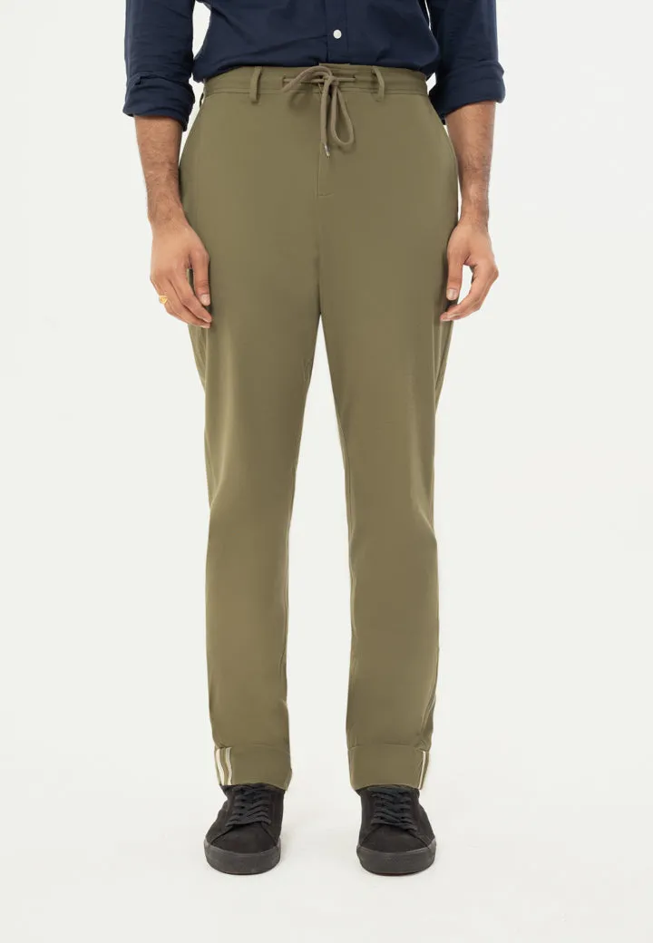 Olive Turn-up Hem Chinos