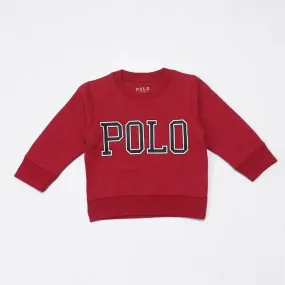 PL - Kids 'Red' Round Neck Polo Printed Sweatshirt PL927