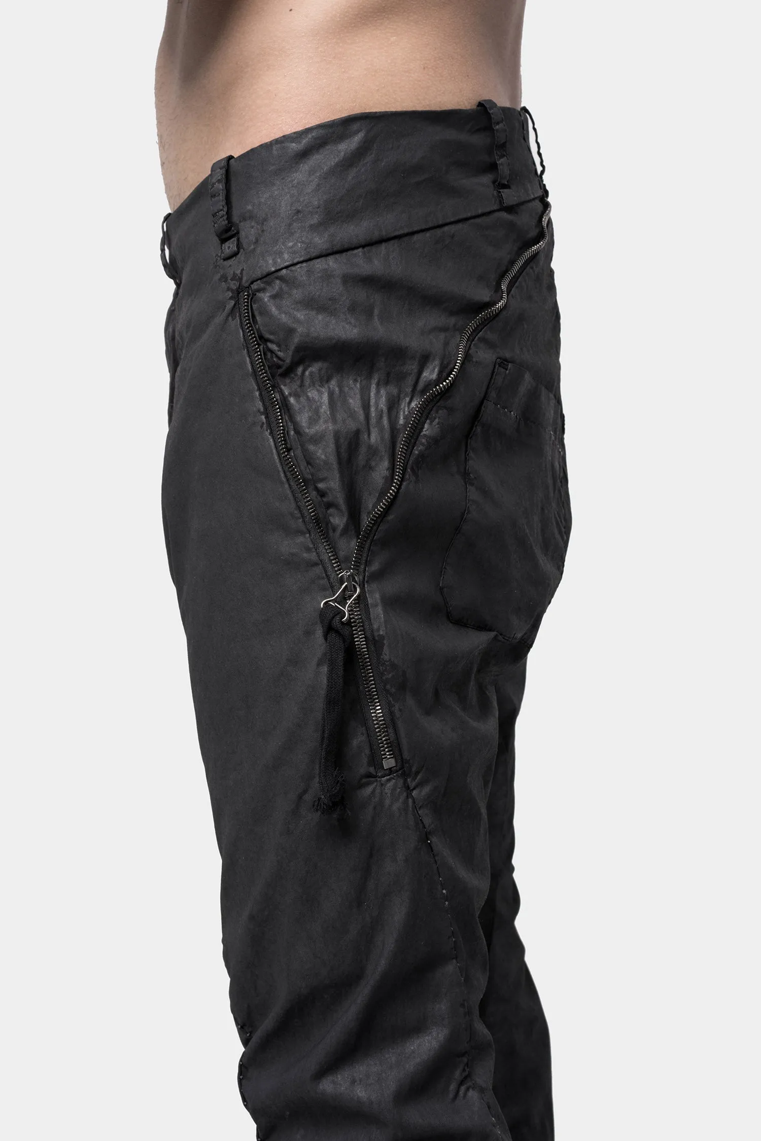 Poplin split zip pants