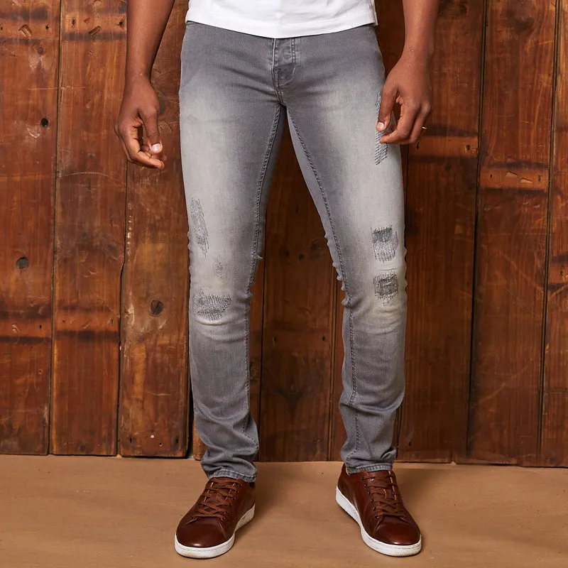 Ranger Slim Denim Light Grey Distressed