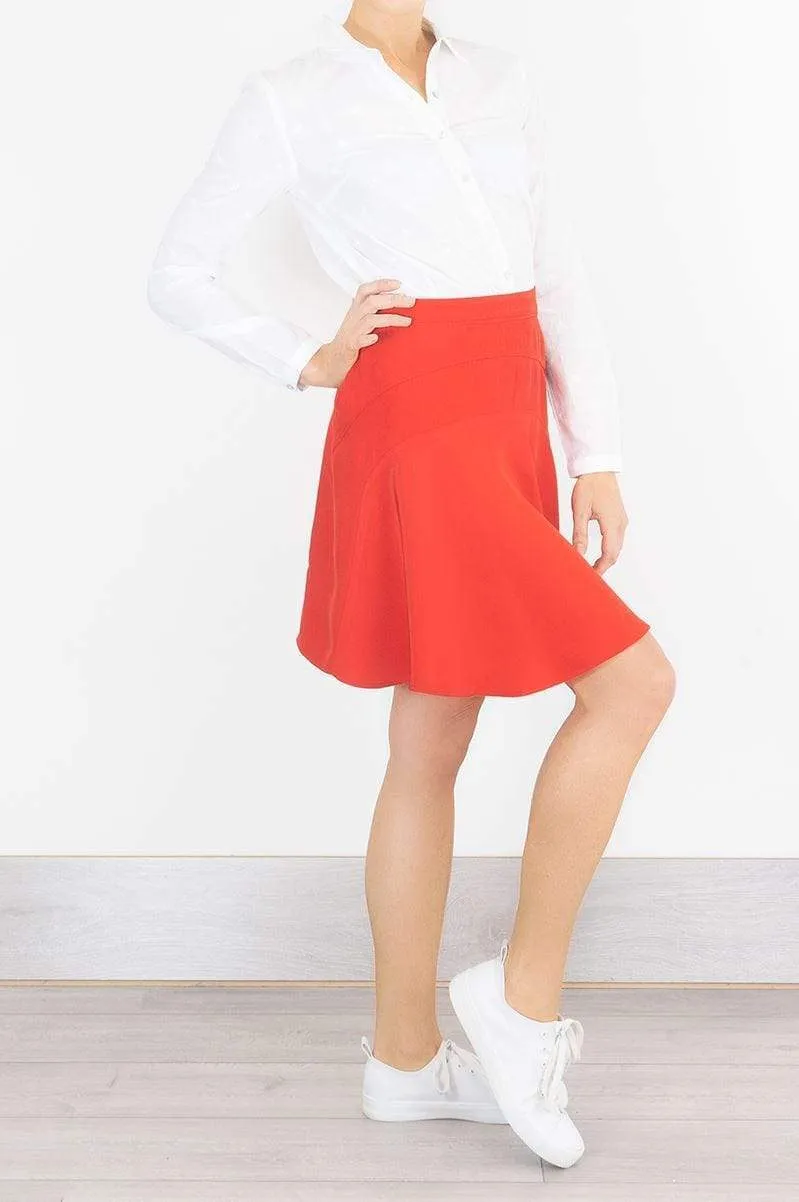 Reiss Red Christa Fit & Flare Short Skirt