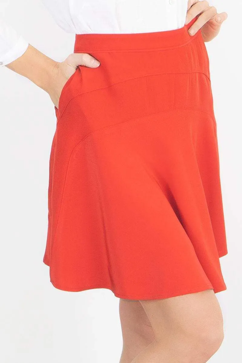 Reiss Red Christa Fit & Flare Short Skirt