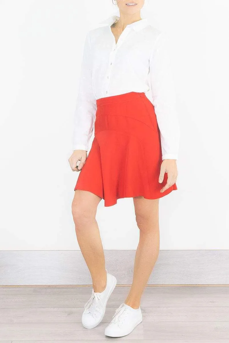 Reiss Red Christa Fit & Flare Short Skirt