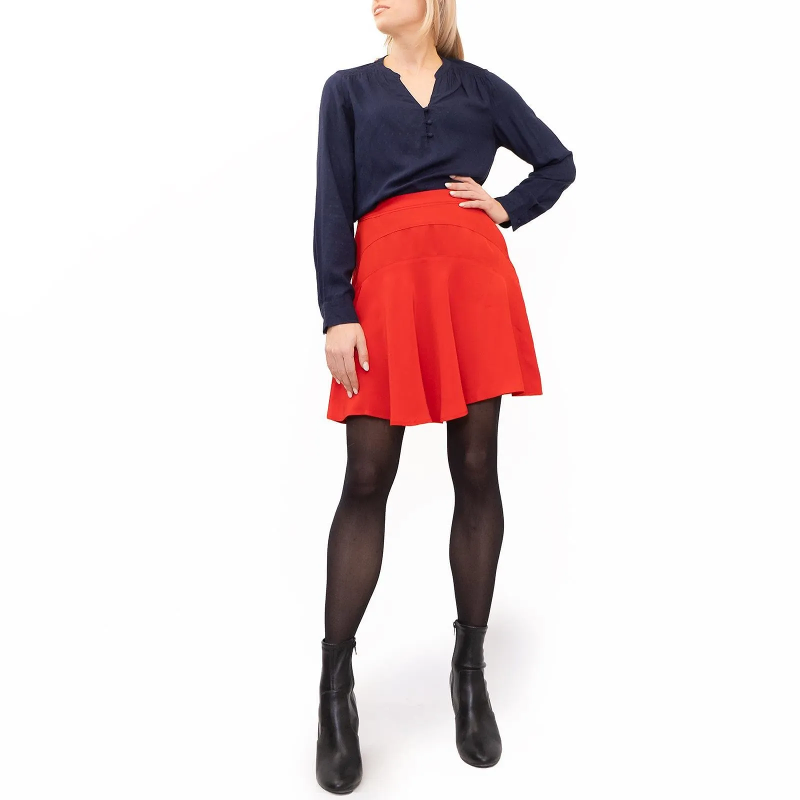 Reiss Red Christa Fit & Flare Short Skirt