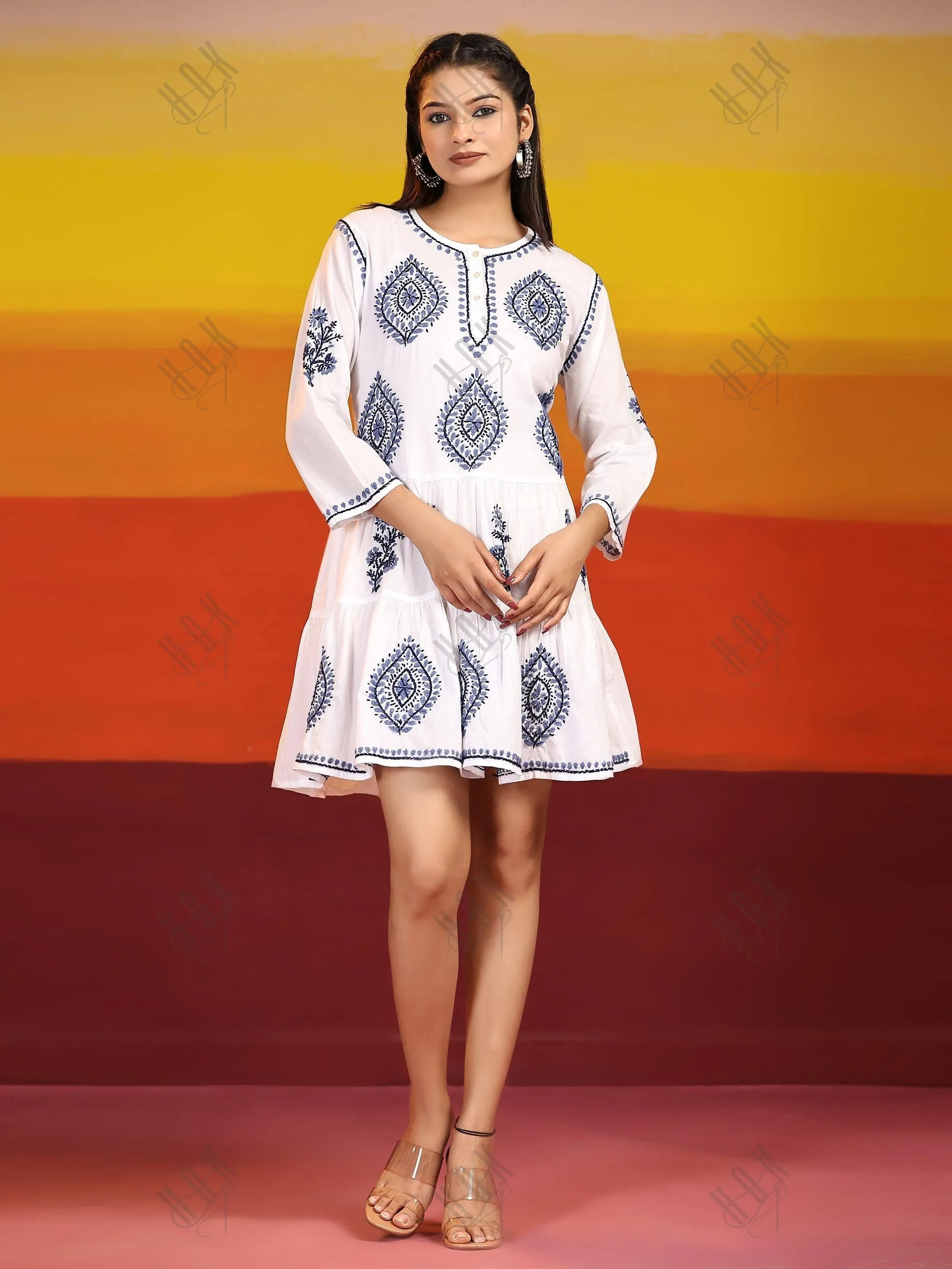 Samma Chikankari Dress In Cotton  For Women