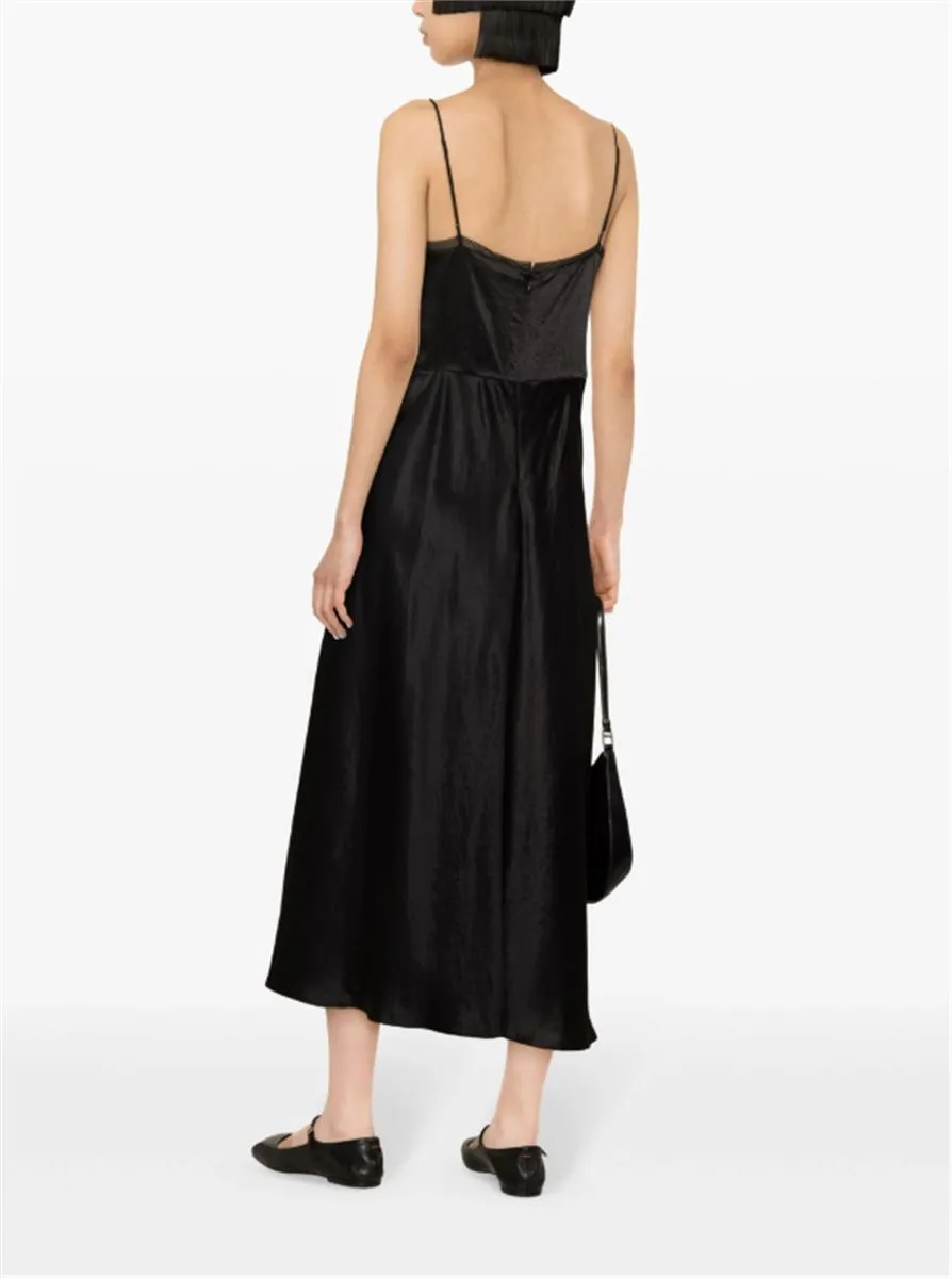 SHEER-PANELLED SILK SLIP DRESS