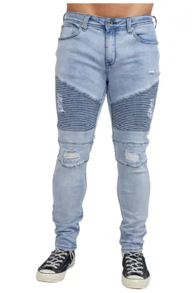 Silent Theory | Mens Strung Out Moto Jean (Vintage Indigo)