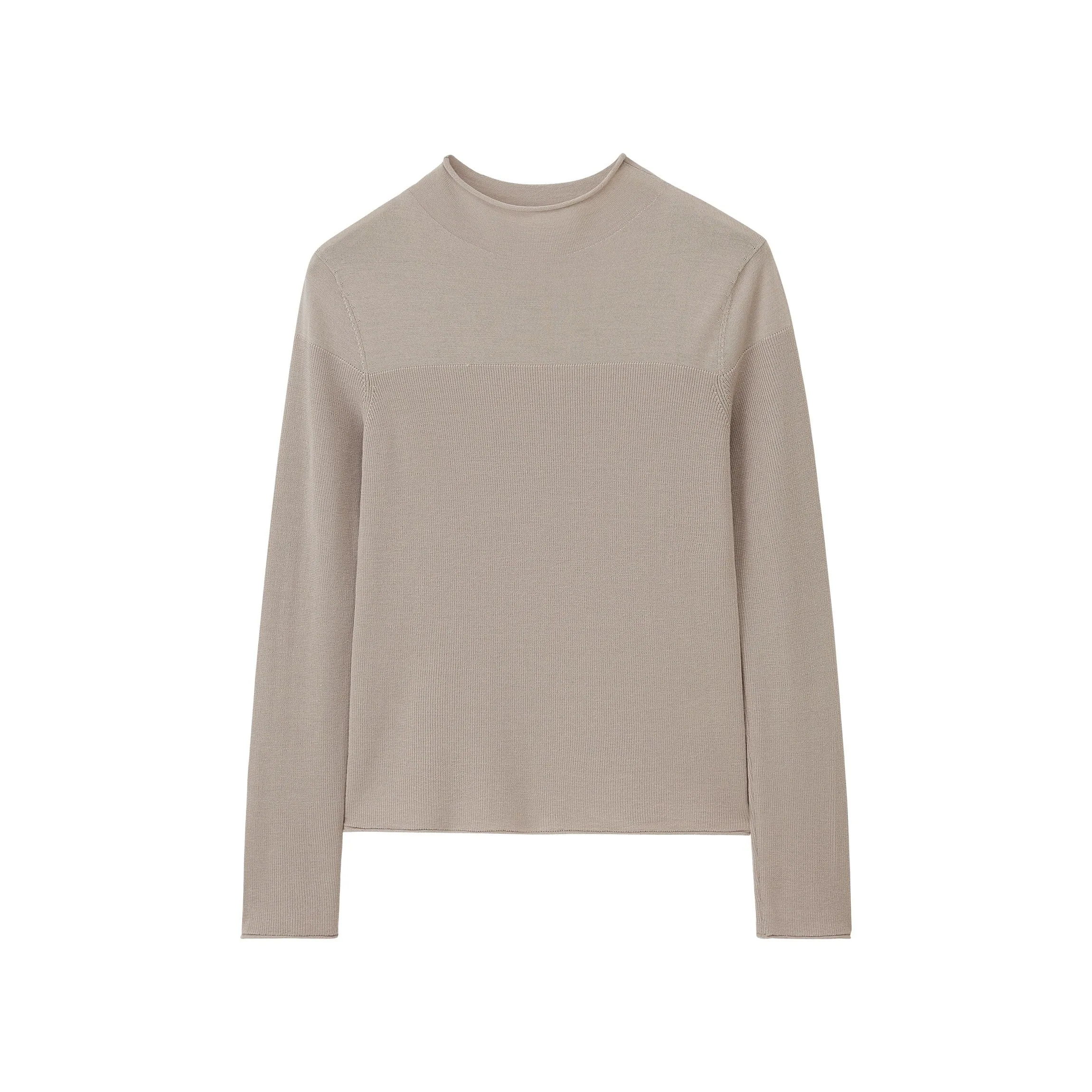 Silky Wool Mock Neck Sweater