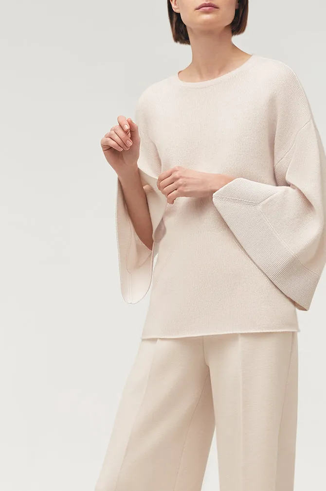 SLIT SLEEVE SWEATER W/ SILK FRAMING