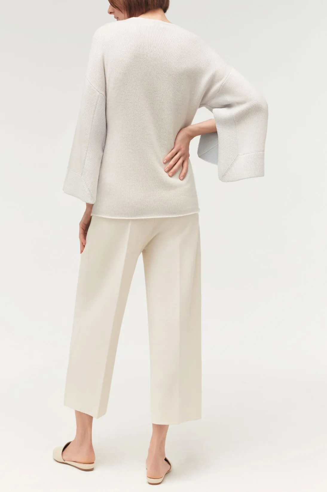 SLIT SLEEVE SWEATER W/ SILK FRAMING