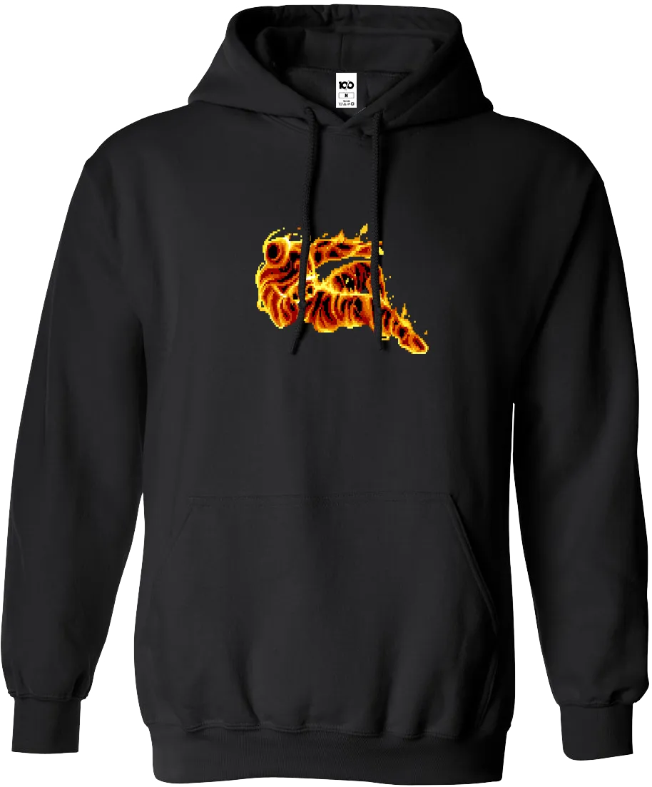 STREET FIGHTER - 'Burning Sprite' Premium Embroidered Pullover Hoodie - Black