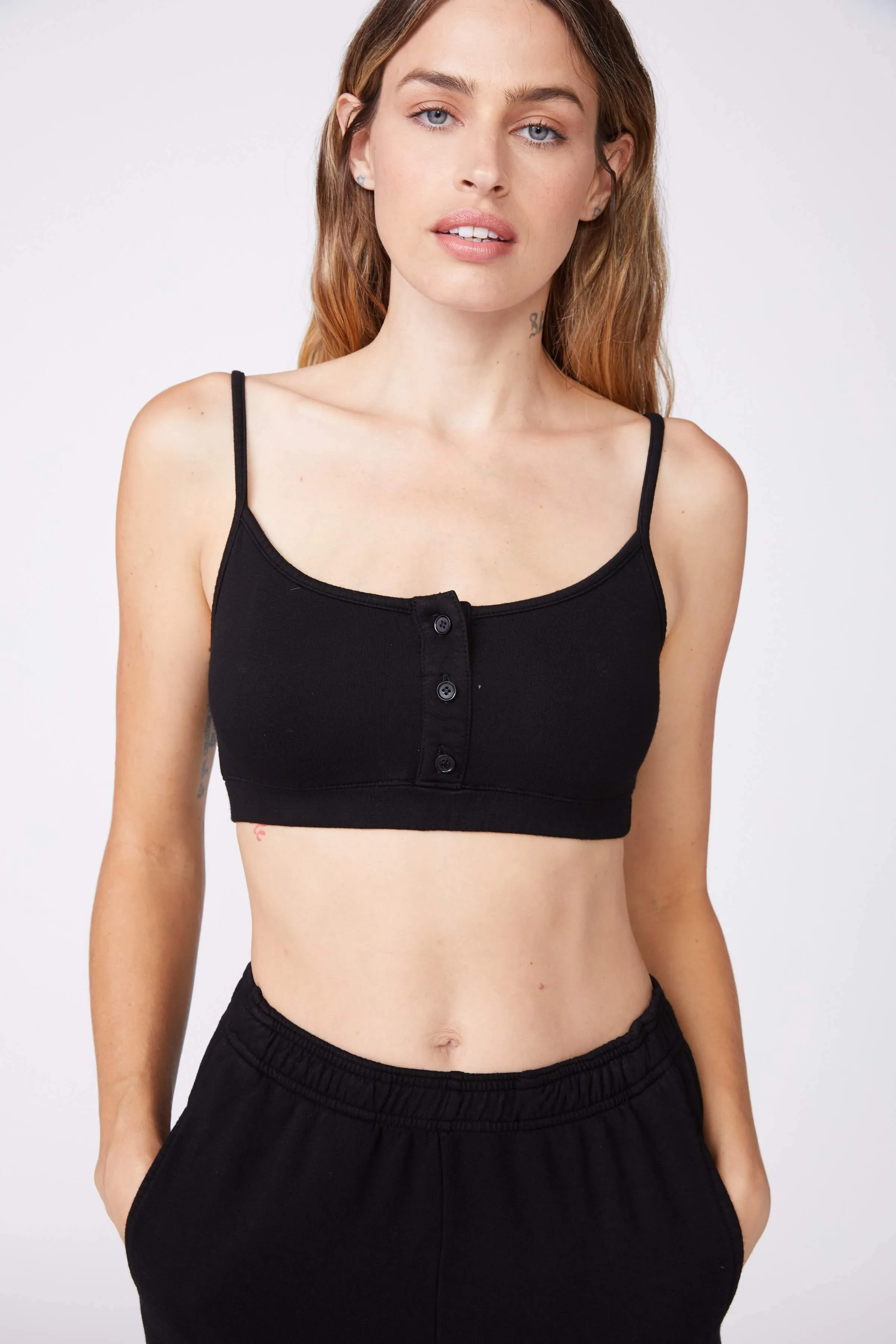 Supersoft Fleece Bralette in Black by Monrow