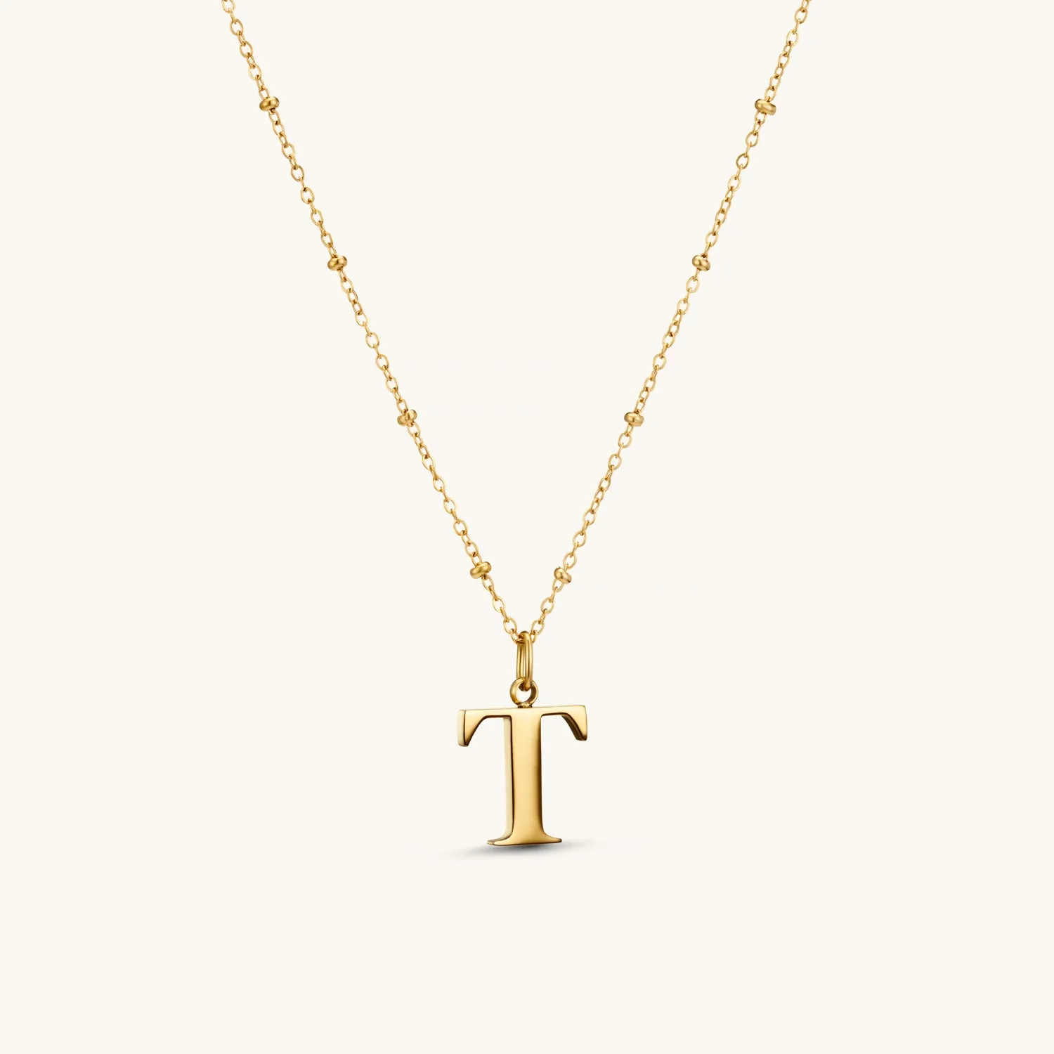 T Initial Pendant Necklace In Gold