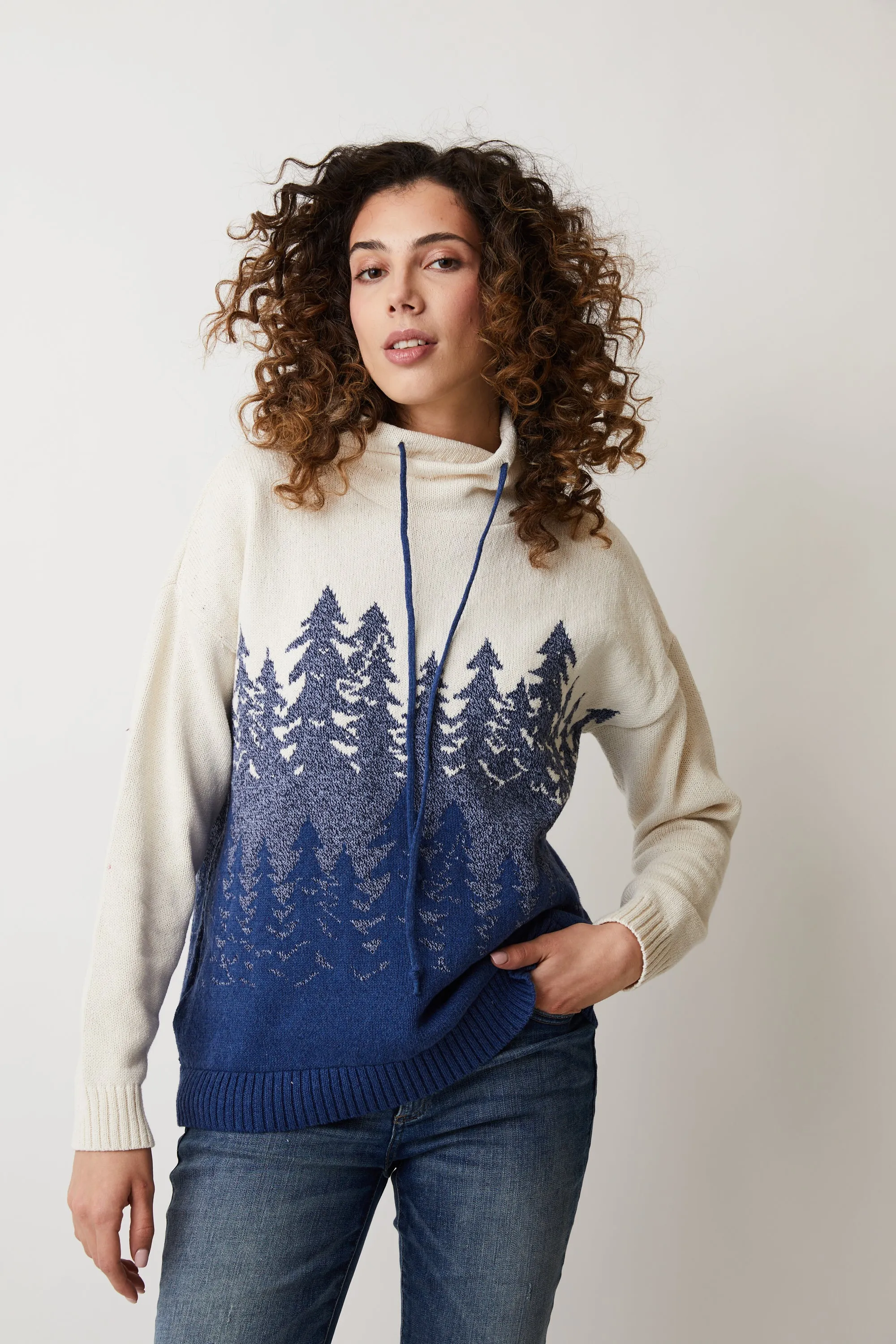 Thalia Tree Eco Cotton High neck/Funnel Pullover Sweater