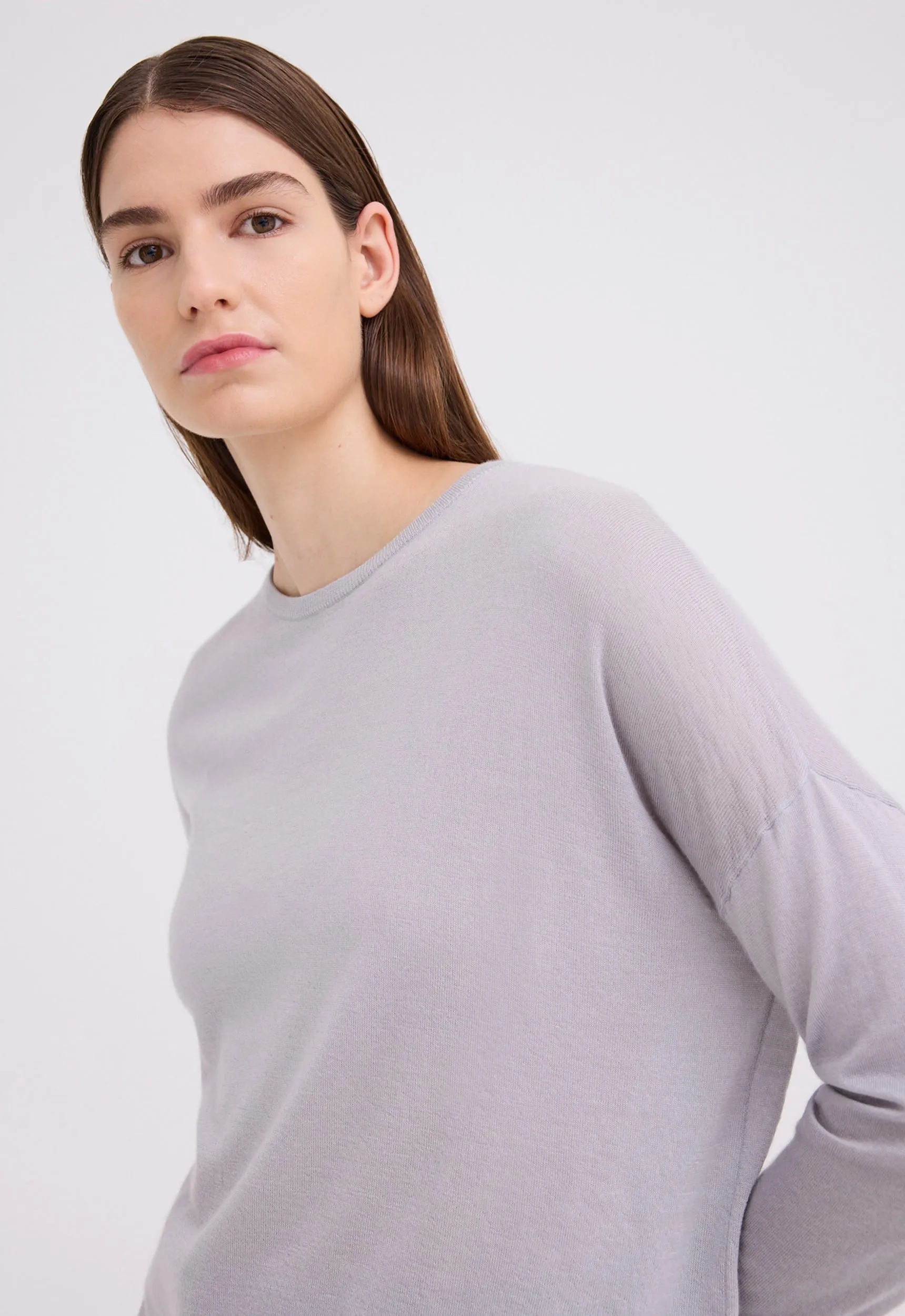 Tod Silk Cashmere Sweater - Frost Grey