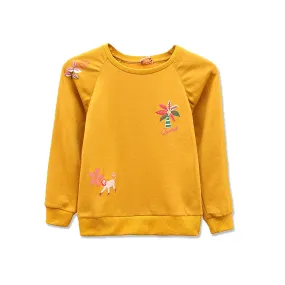 TP - Kids 'Mustard' Premium Quality Raglan Sleeves Embroidered Fleece Sweatshirt TP557