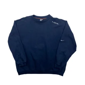 Vintage 90s Navy Blue Nike Spell-Out Sweatshirt - Extra Large