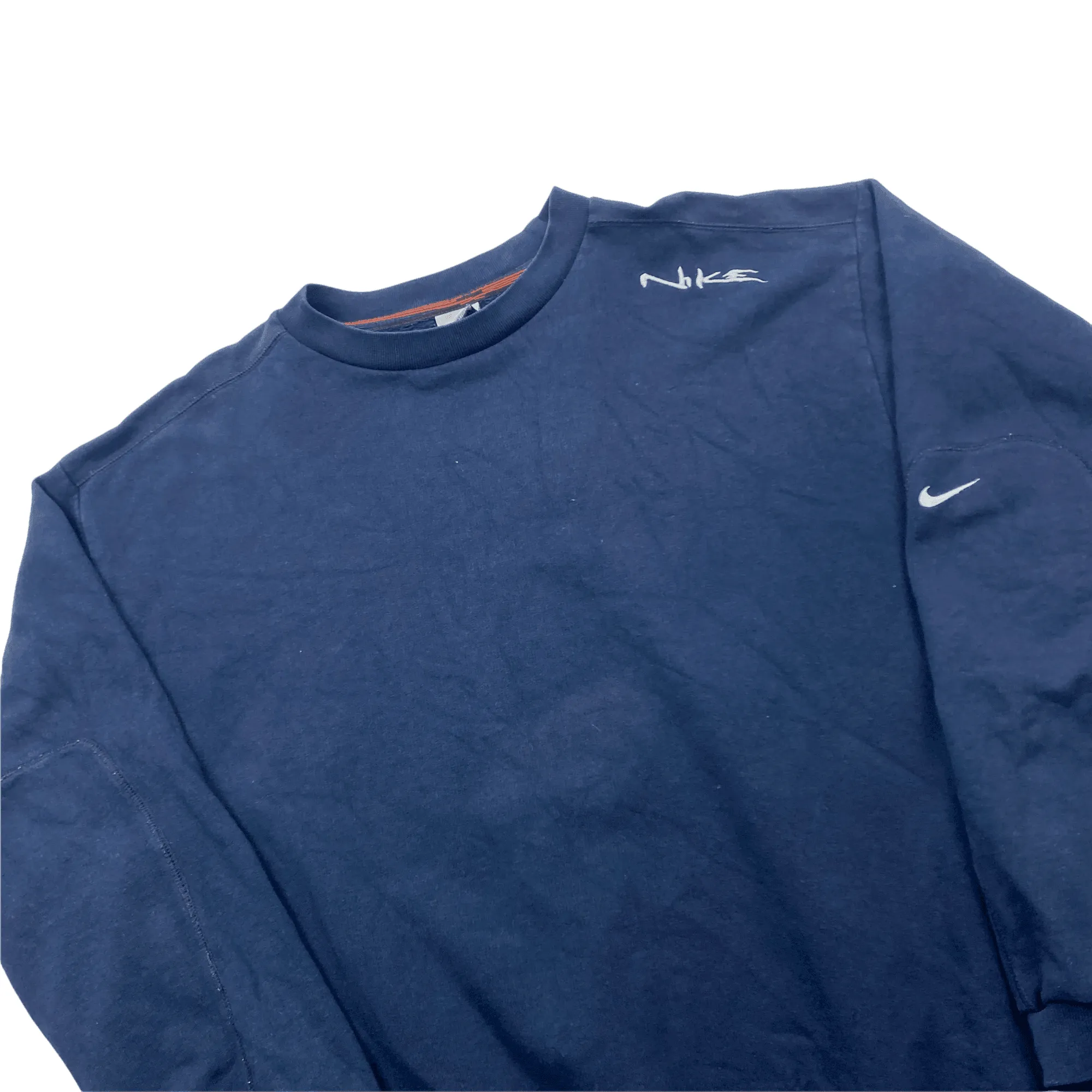 Vintage 90s Navy Blue Nike Spell-Out Sweatshirt - Extra Large