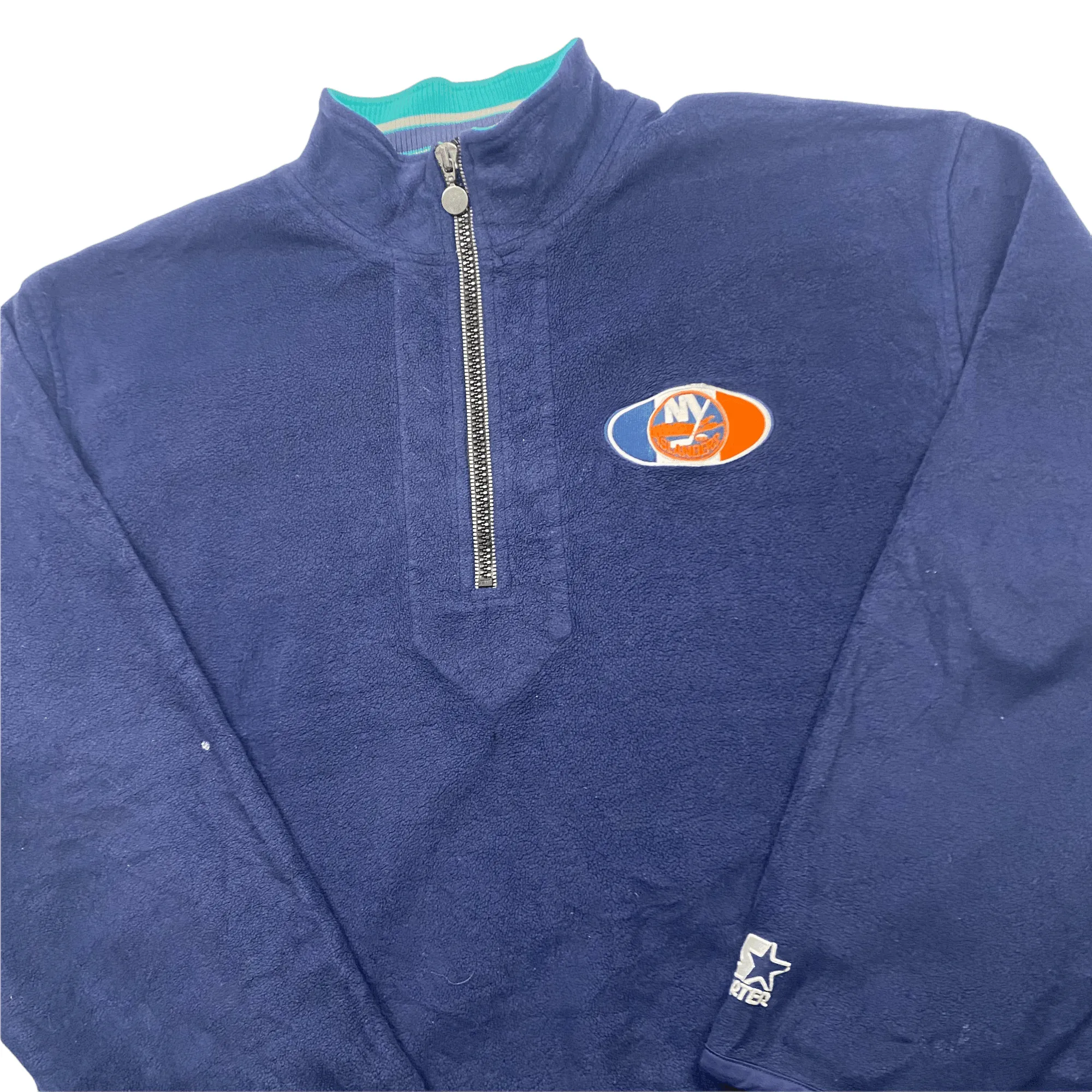 Vintage 90s Navy Blue Starter NY Islanders NHL Quarter Zip Fleece - Extra Large