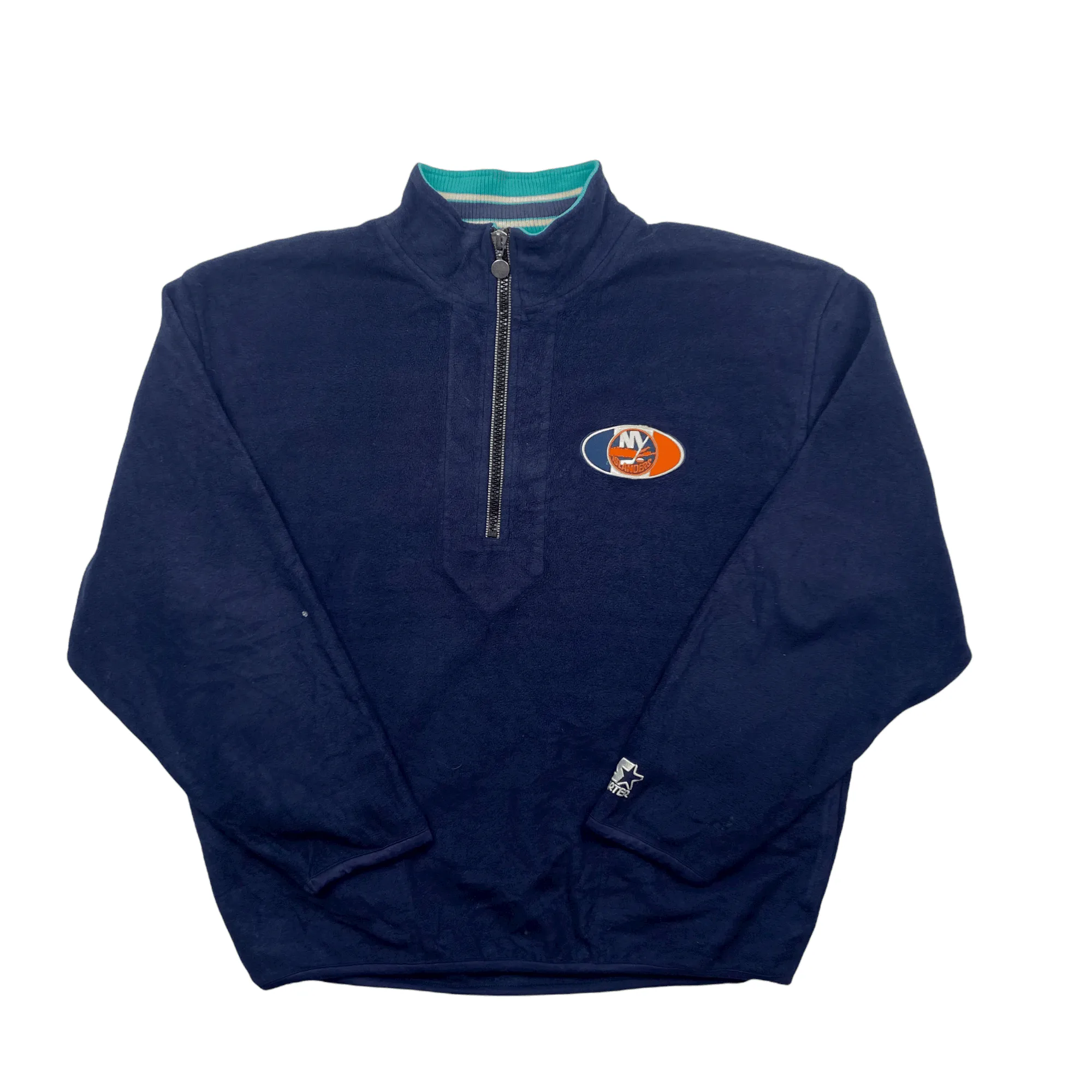 Vintage 90s Navy Blue Starter NY Islanders NHL Quarter Zip Fleece - Extra Large