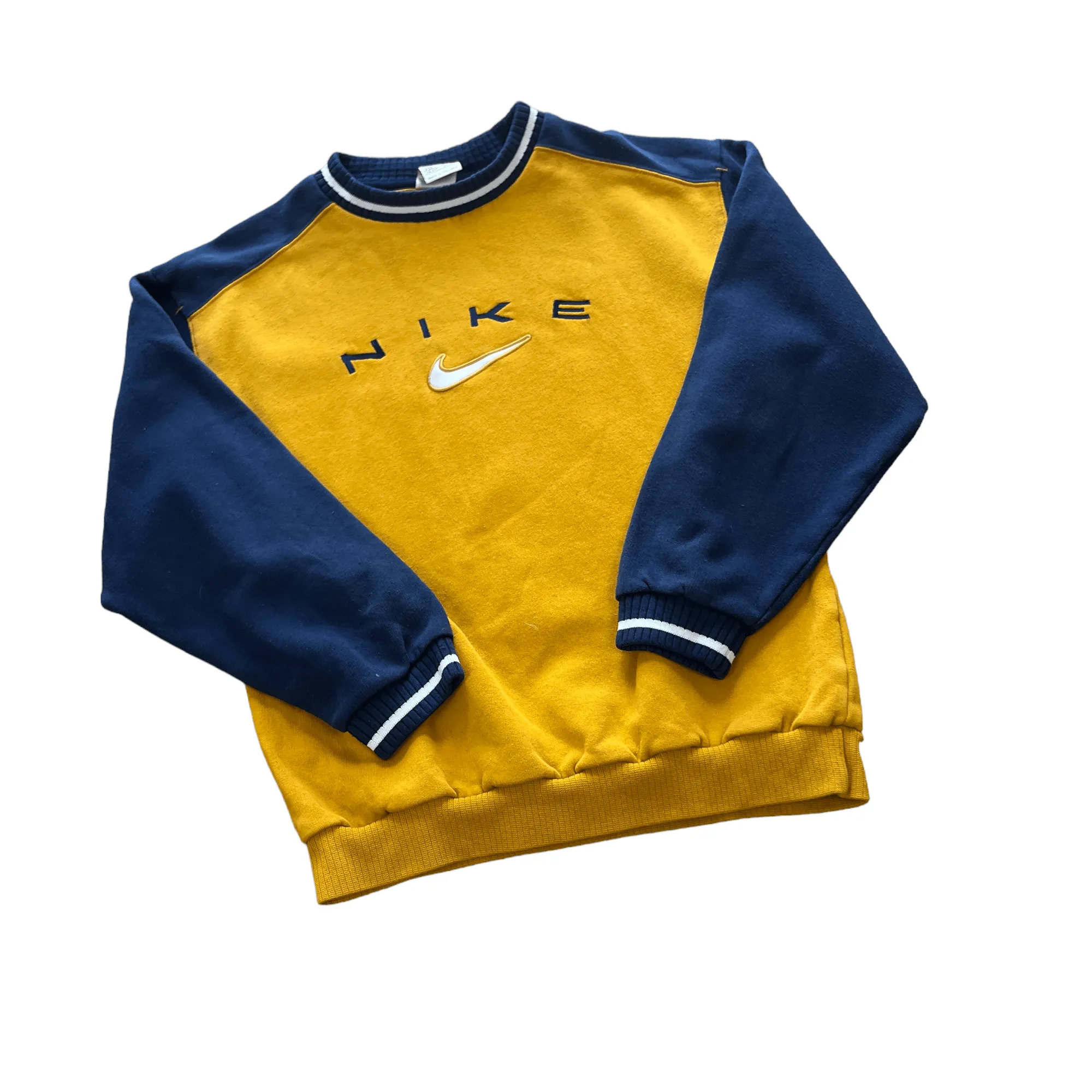 Vintage 90s Navy Blue   Yellow Nike Sweatshirt - Recommended Size - Small