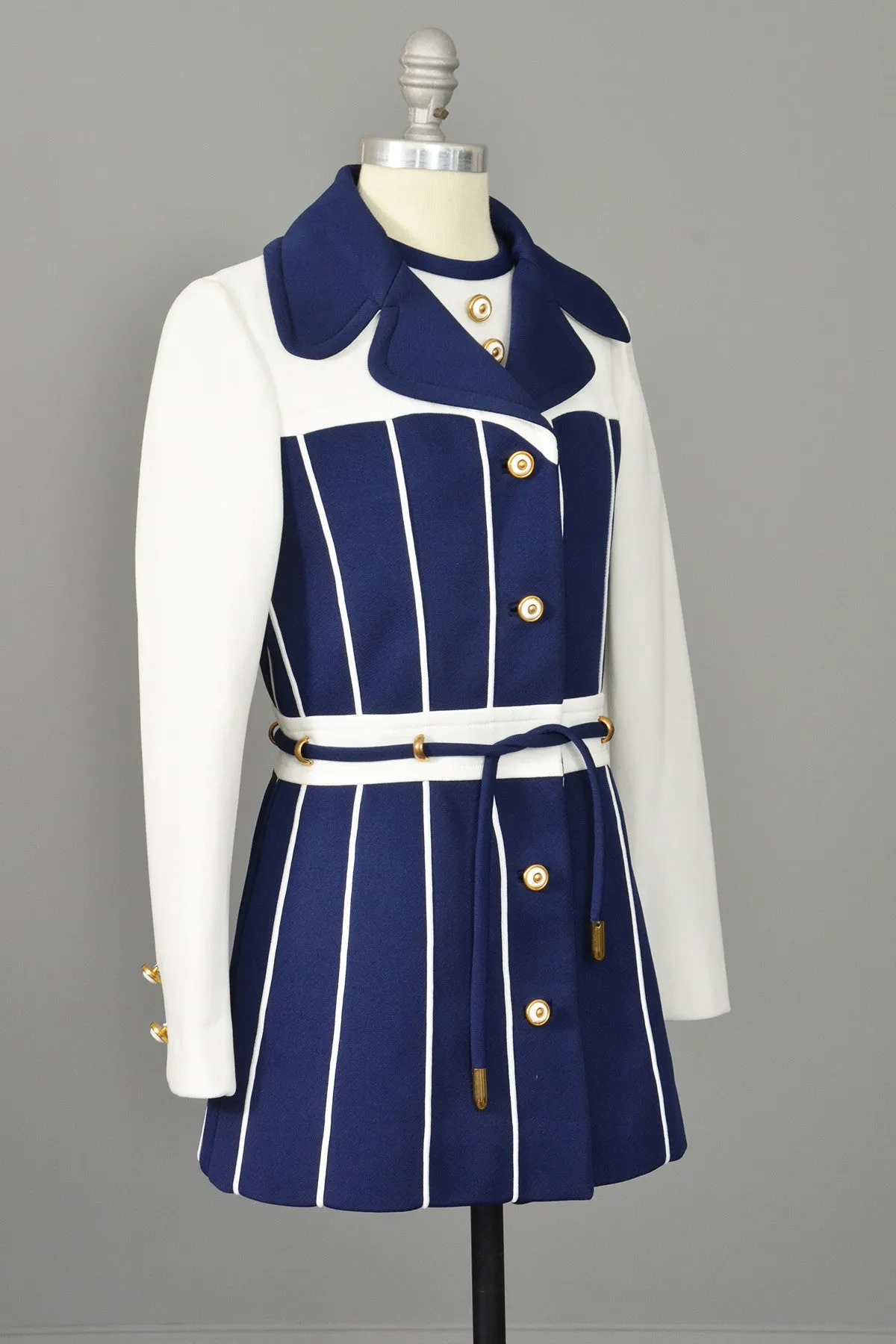 Vintage Lilli Ann Navy Blue and White Nautical Mini Coat