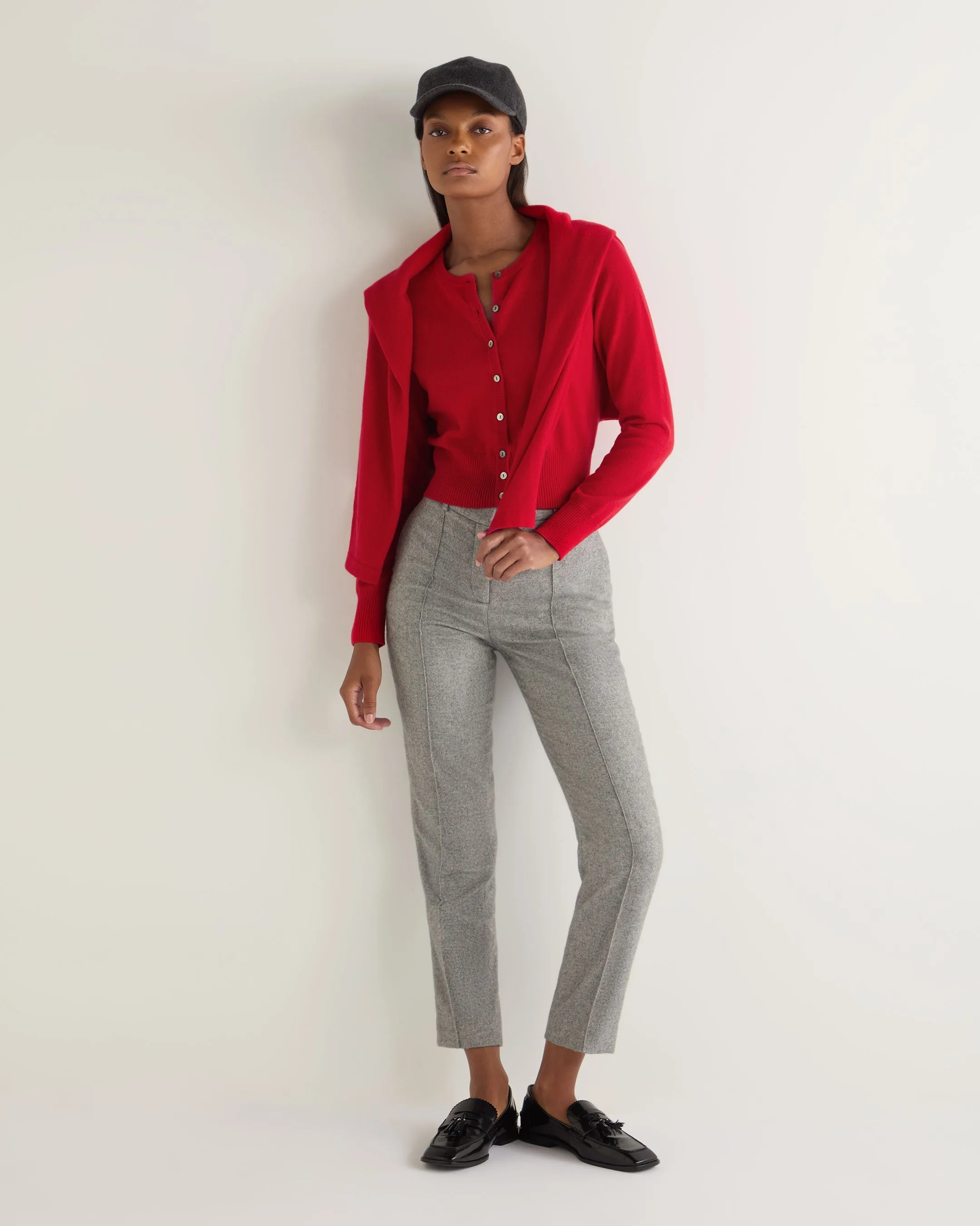 Women's Ivy Cropped Cashmere Cardigan Riding Red