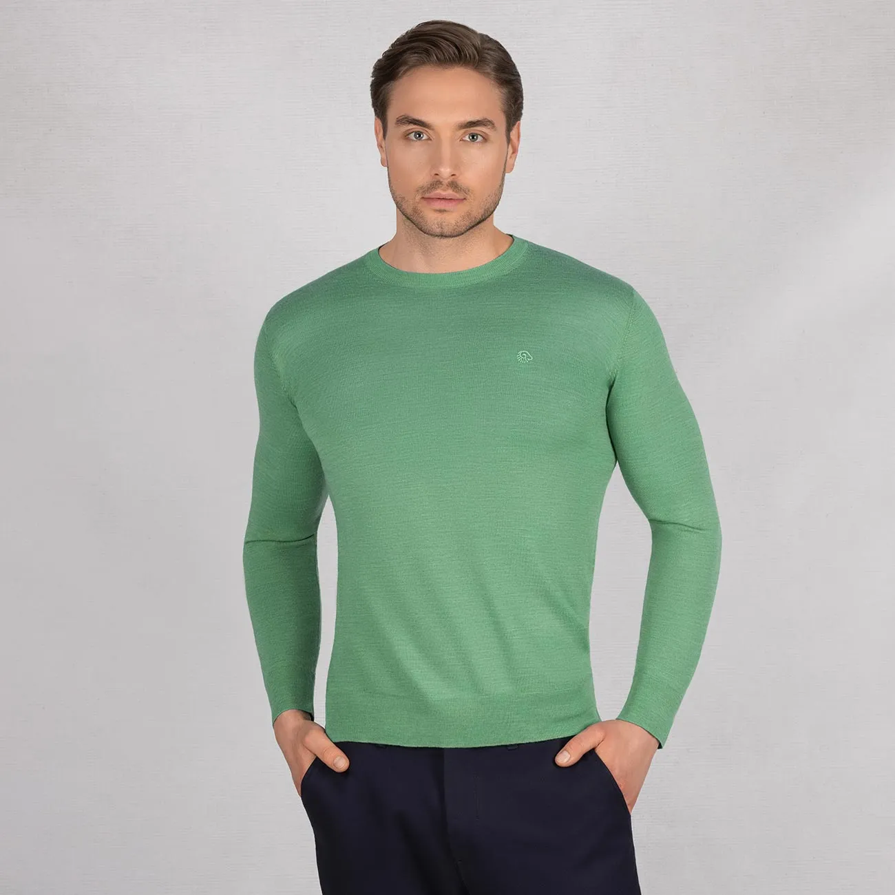 Wool Pullover Light Round Neck Men