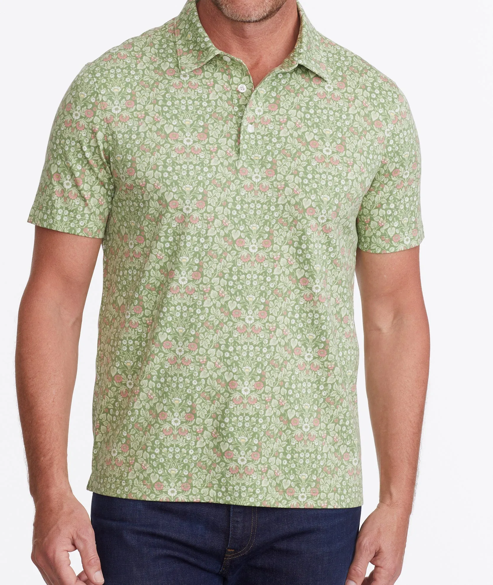 Wrinkle-Free Polo With Floral Print - FINAL SALE