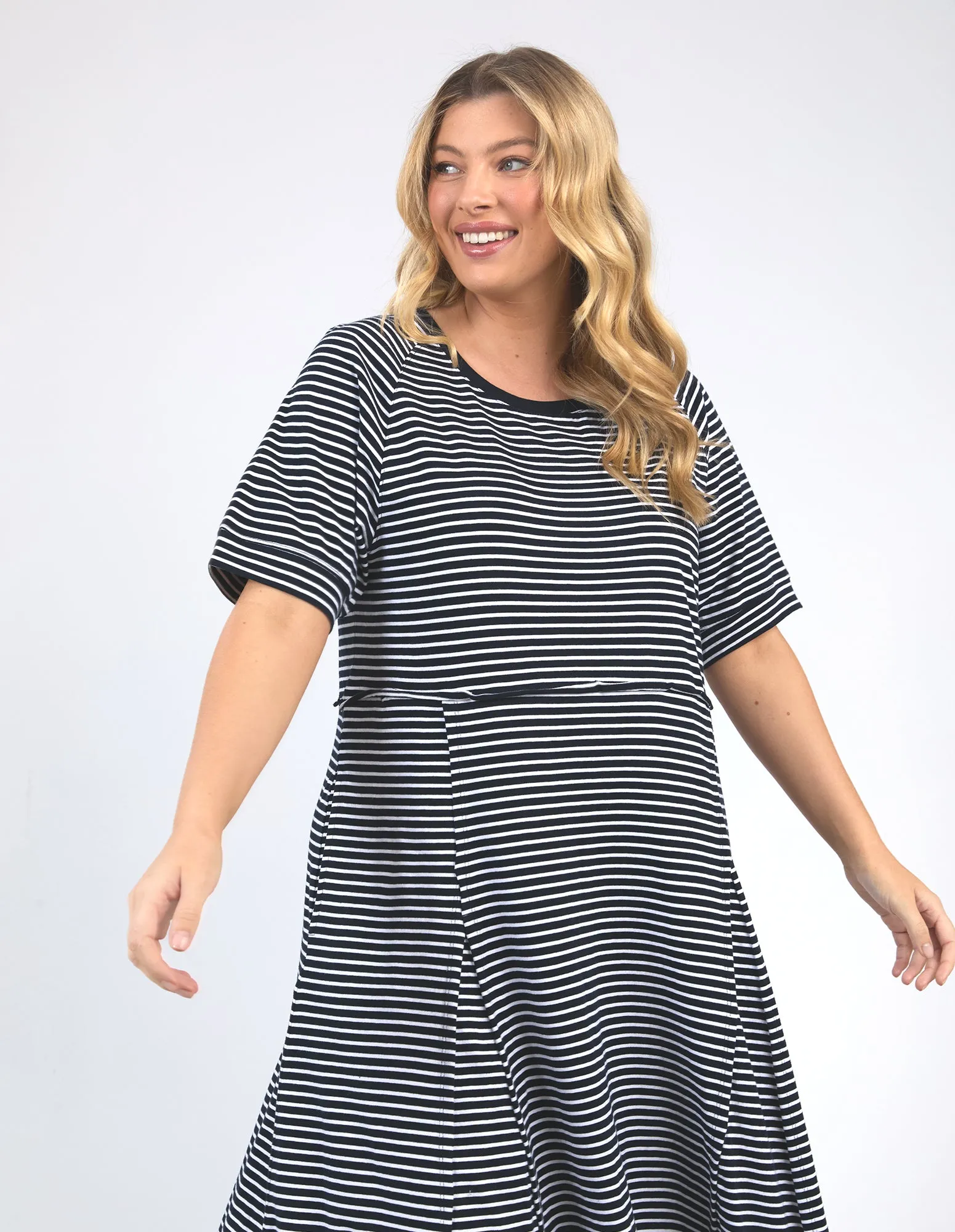 York Midi Dress Stripe Navy/White Stripe