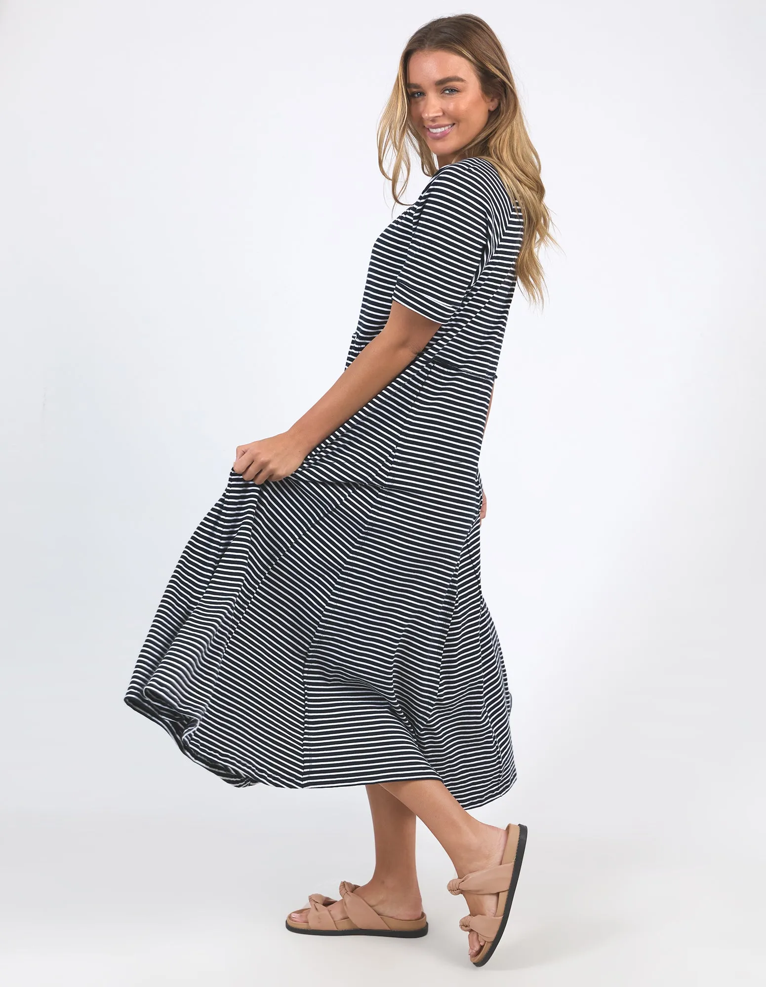 York Midi Dress Stripe Navy/White Stripe