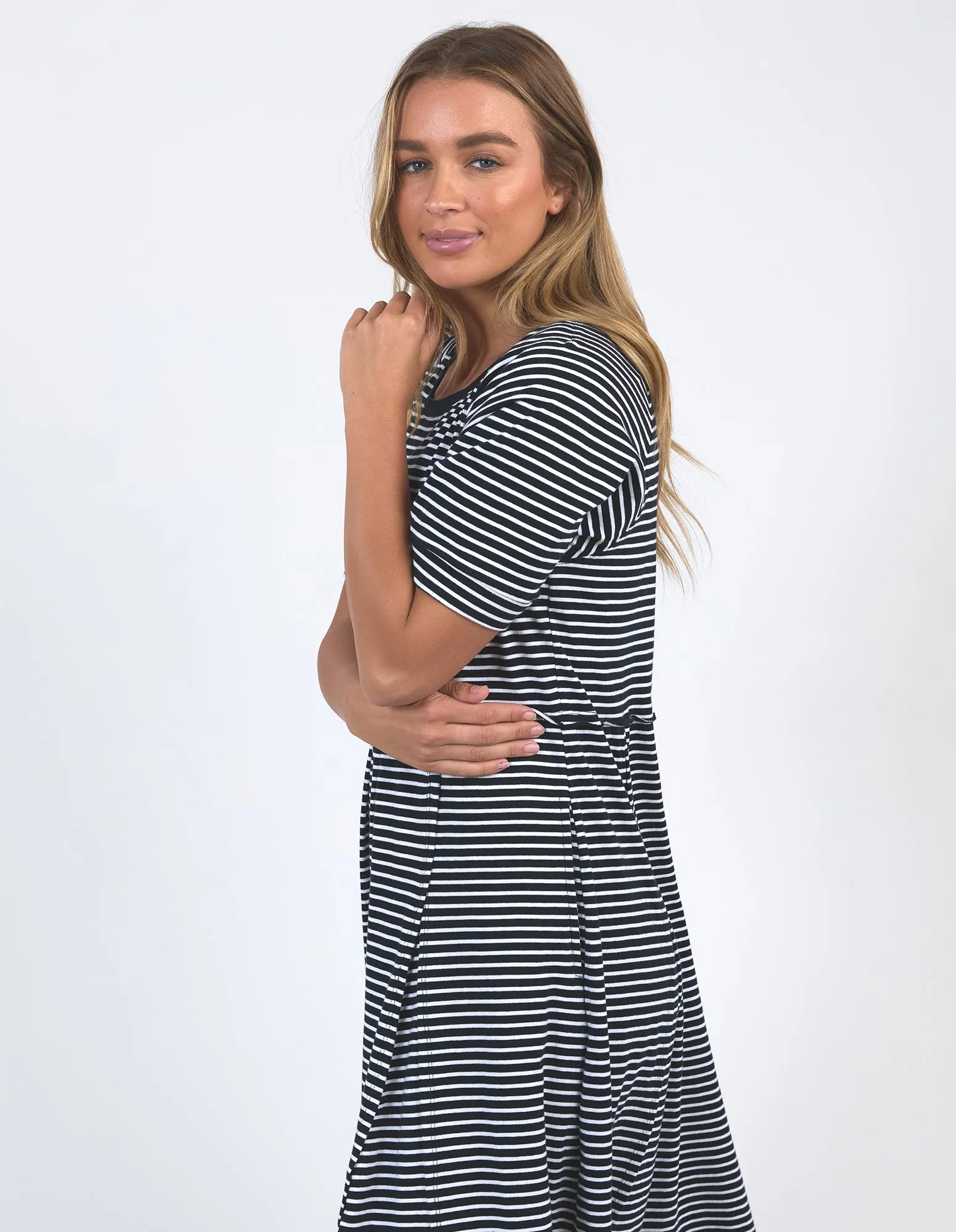 York Midi Dress Stripe Navy/White Stripe