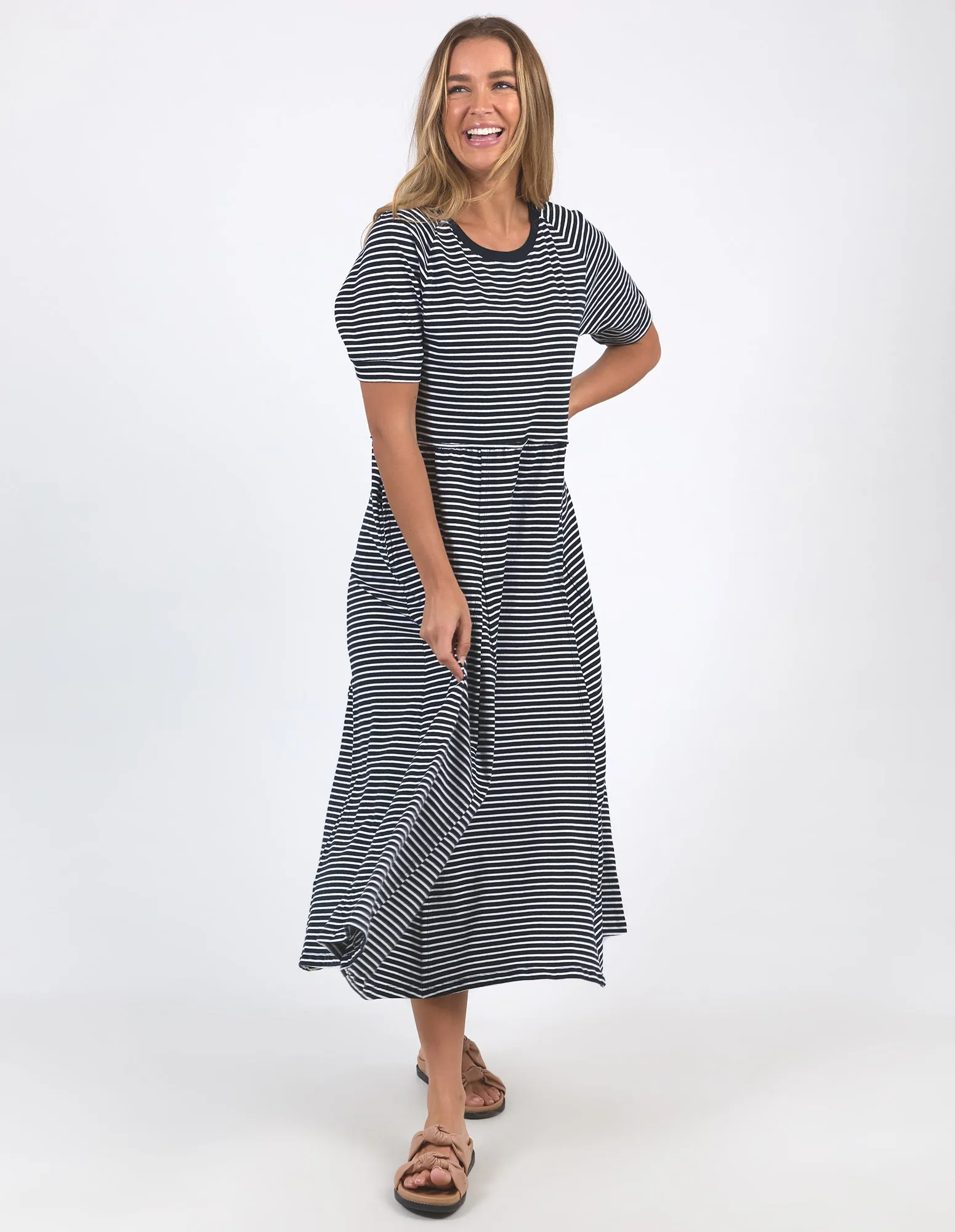 York Midi Dress Stripe Navy/White Stripe