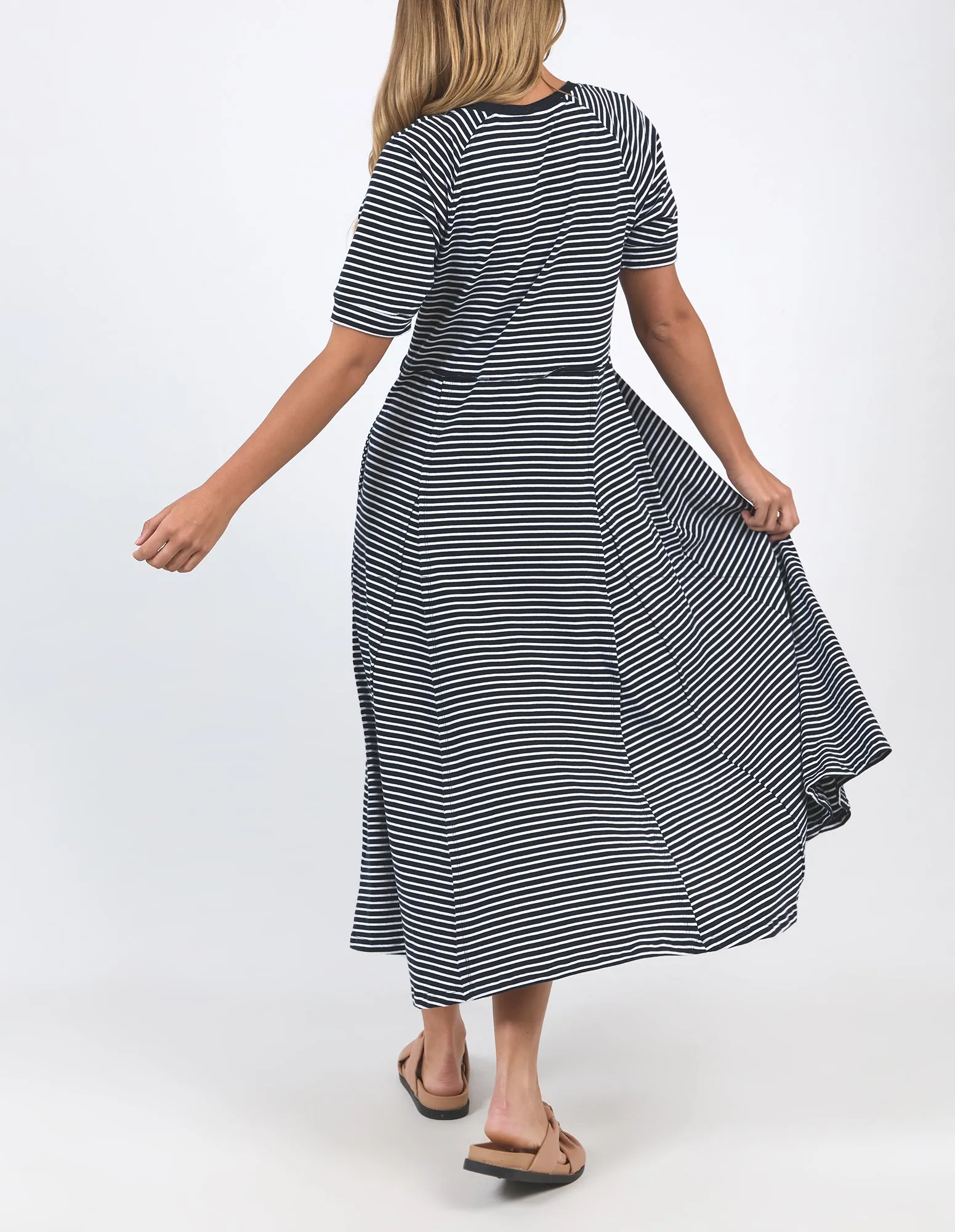 York Midi Dress Stripe Navy/White Stripe