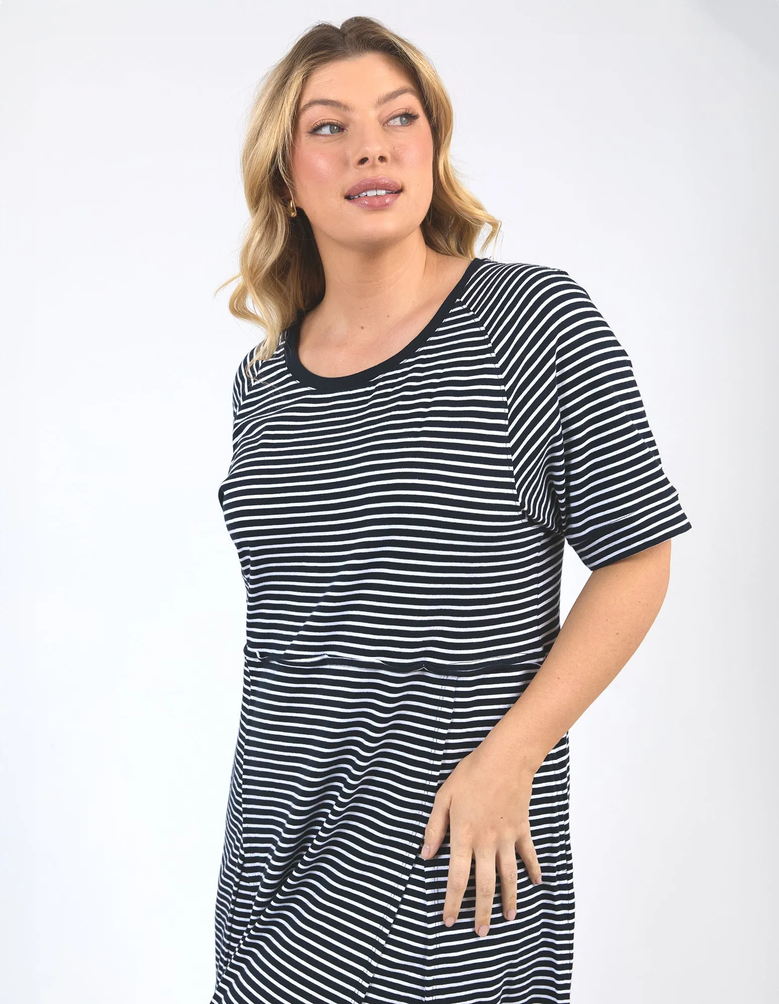 York Midi Dress Stripe Navy/White Stripe