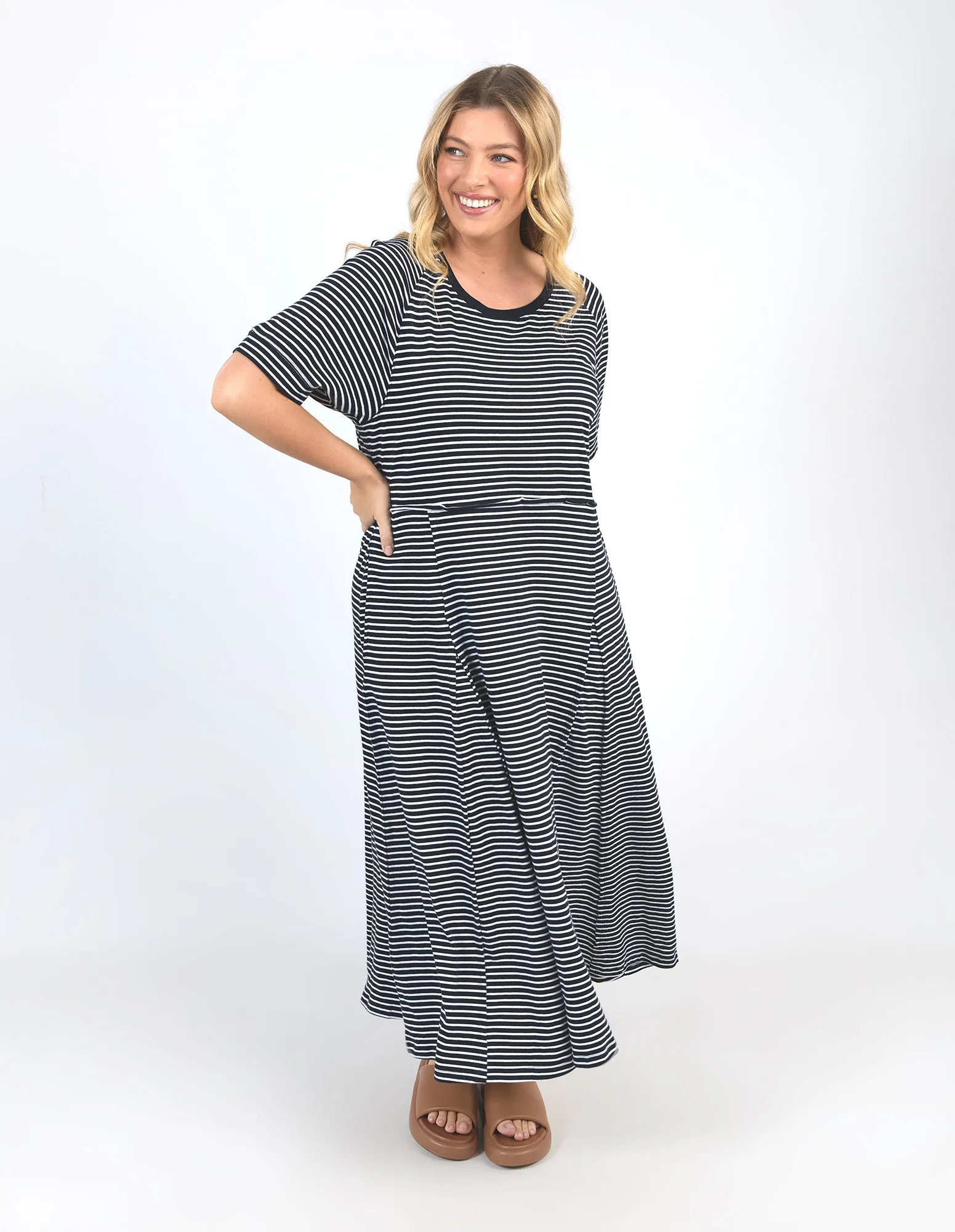 York Midi Dress Stripe Navy/White Stripe